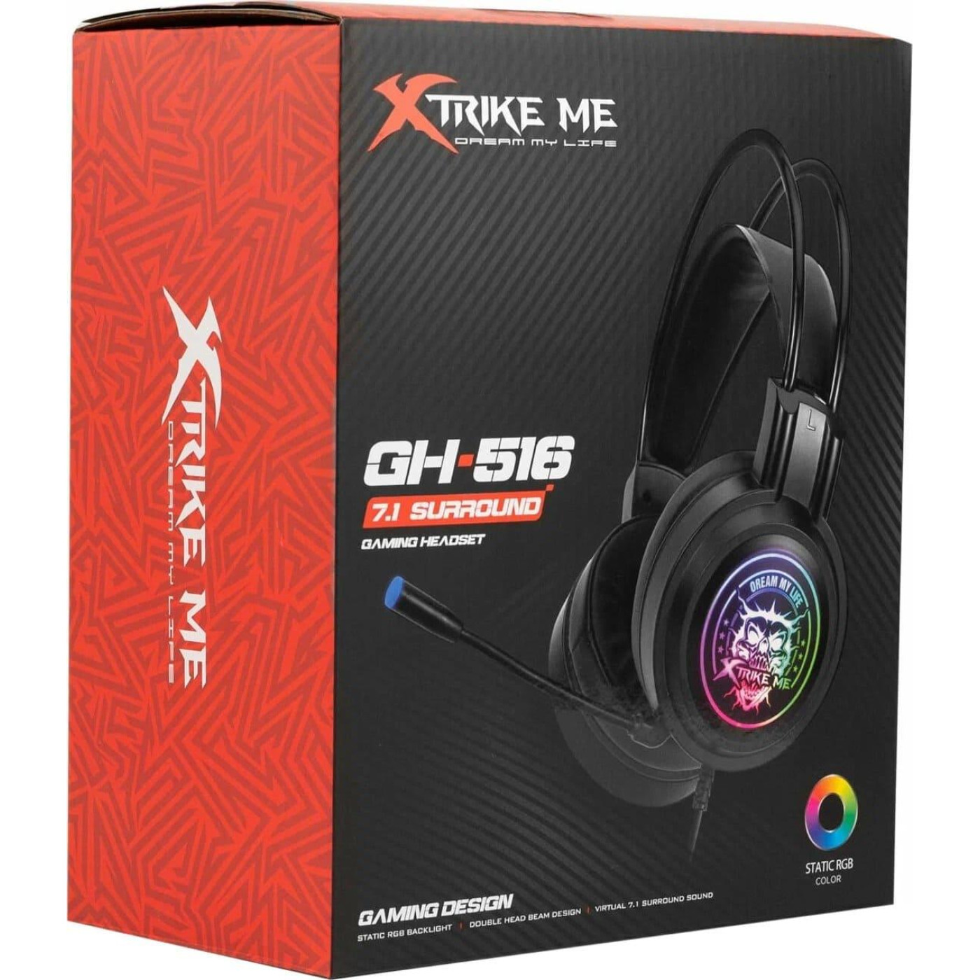 Ігрова гарнітура Xtrike Me GH-516 USB 7.1 RGB Black (GH-516)