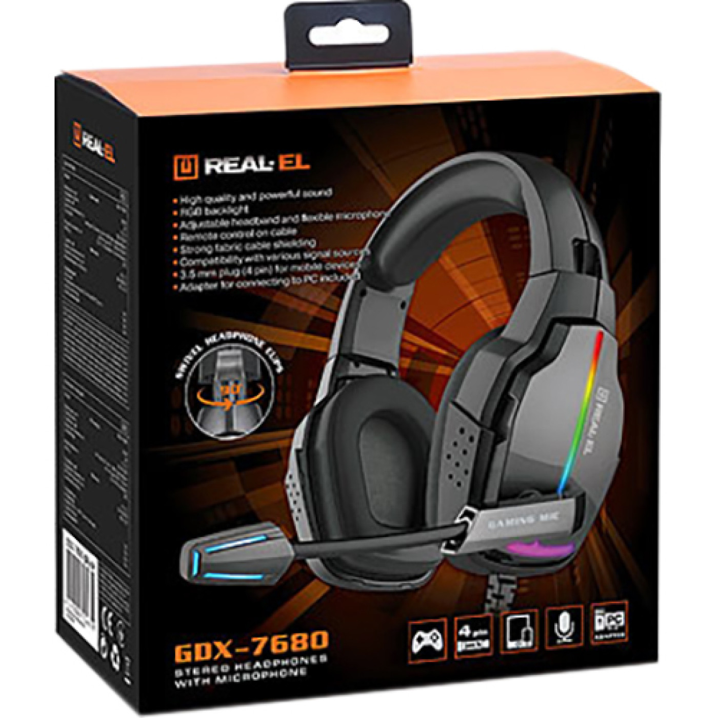 Ігрова гарнітура Real-EL GDX-7680 Black (EL124100046)