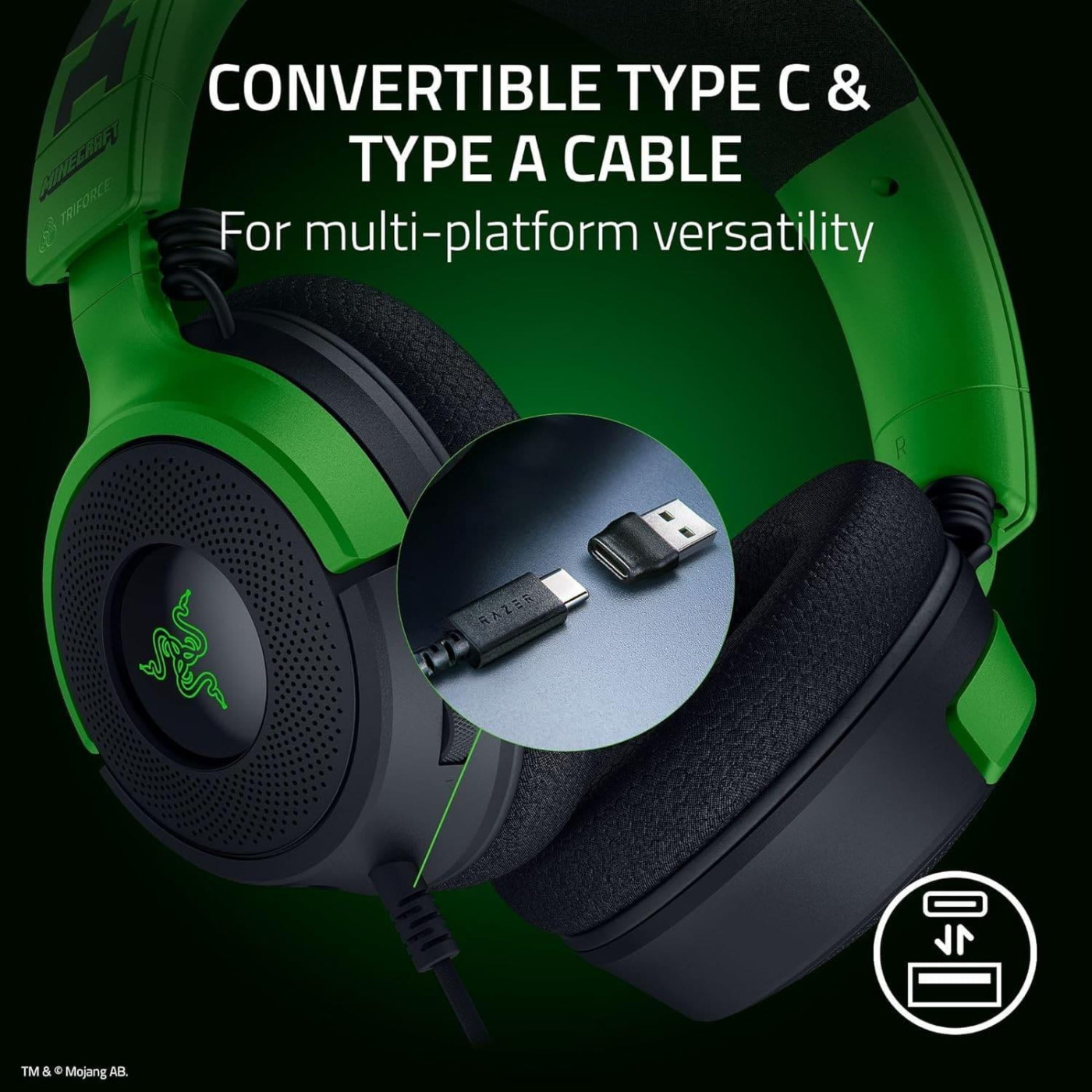 Ігрова гарнітура Razer Kraken V4 X Minecraft Edition (RZ04-05180200-R3M1)