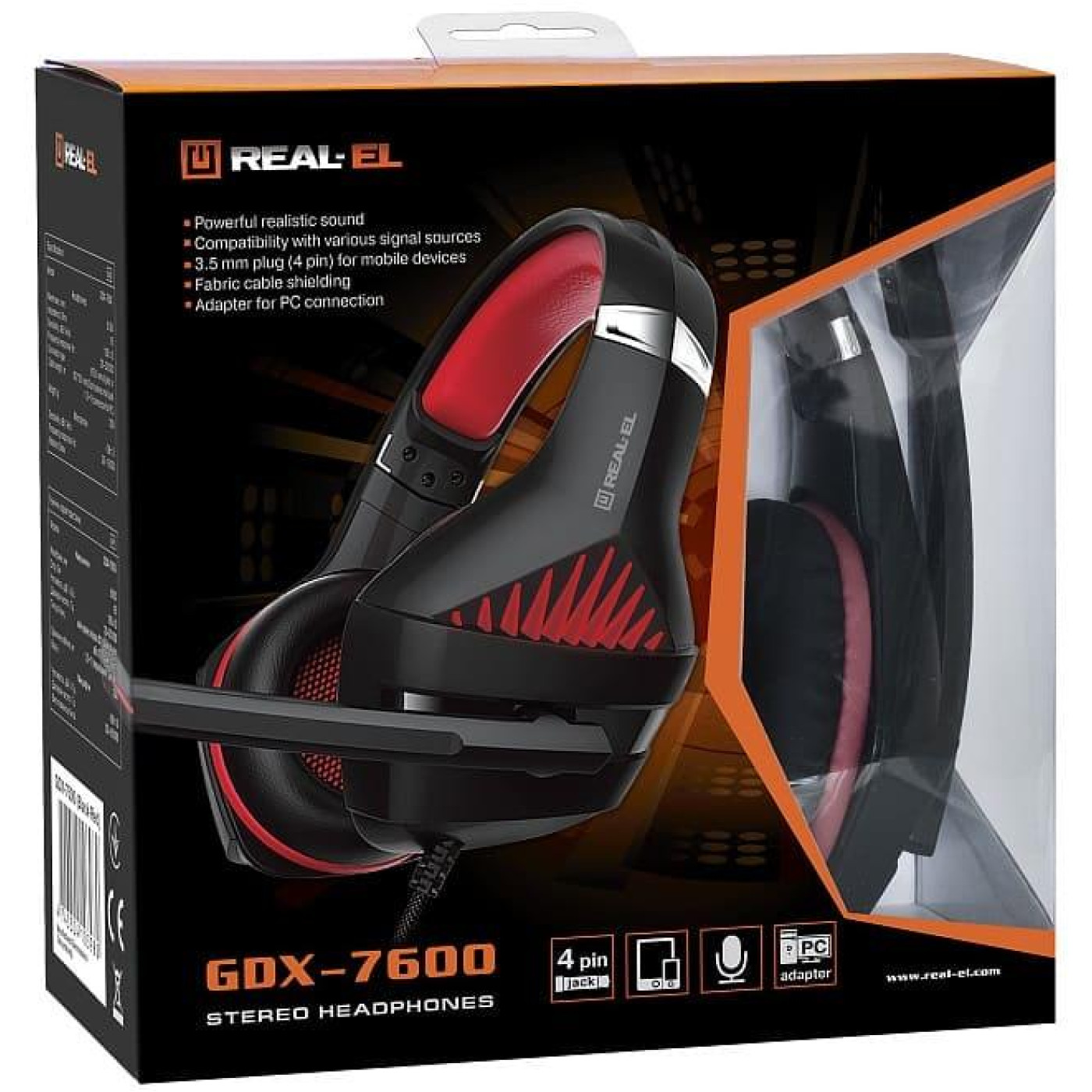 Ігрова гарнітура Real-EL GDX-7600 Black-Red (EL124100028)