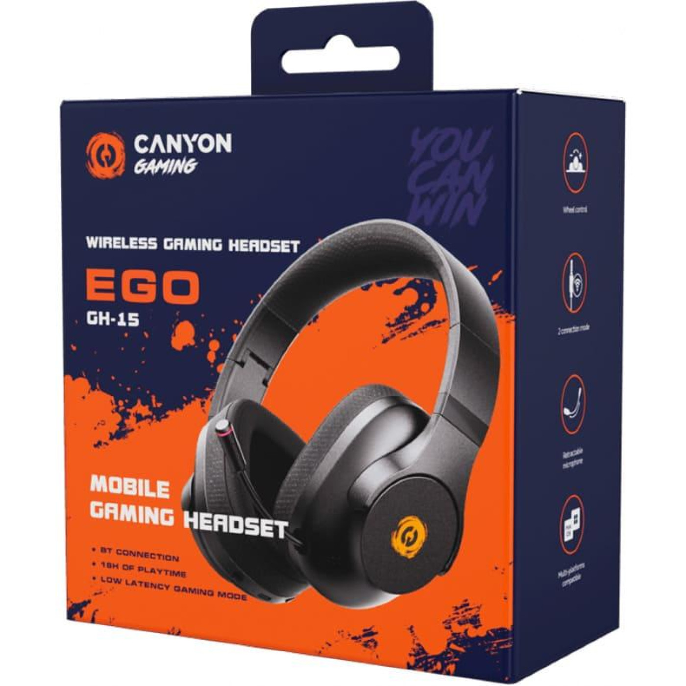 Ігрова гарнітура Canyon EGO GH-15 2 in 1 BT Black (CND-SGHS15B)