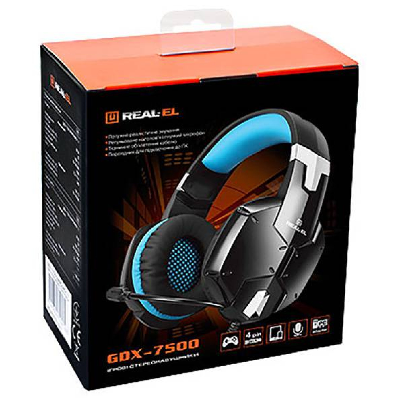 Ігрова гарнітура Real-EL GDX-7500 Black-Blue (EL124100015)