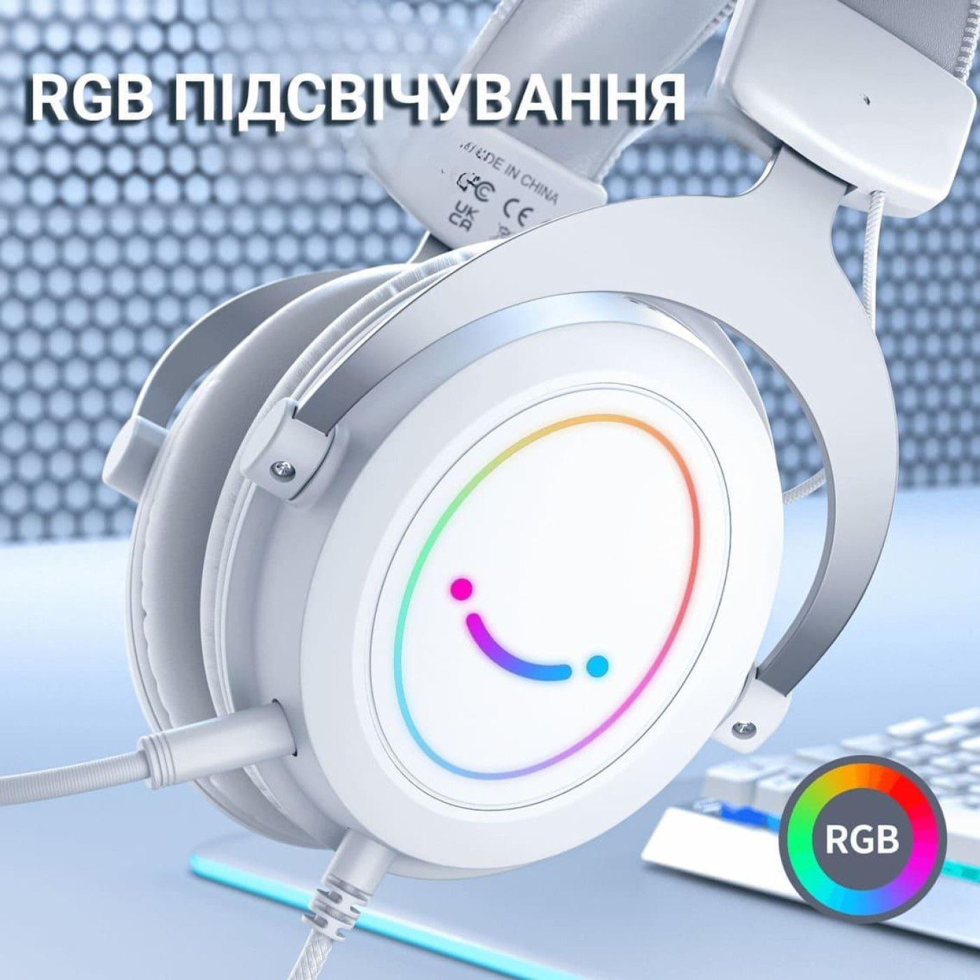 Ігрова гарнітура Fifine H3W RGB White (H3W) U1