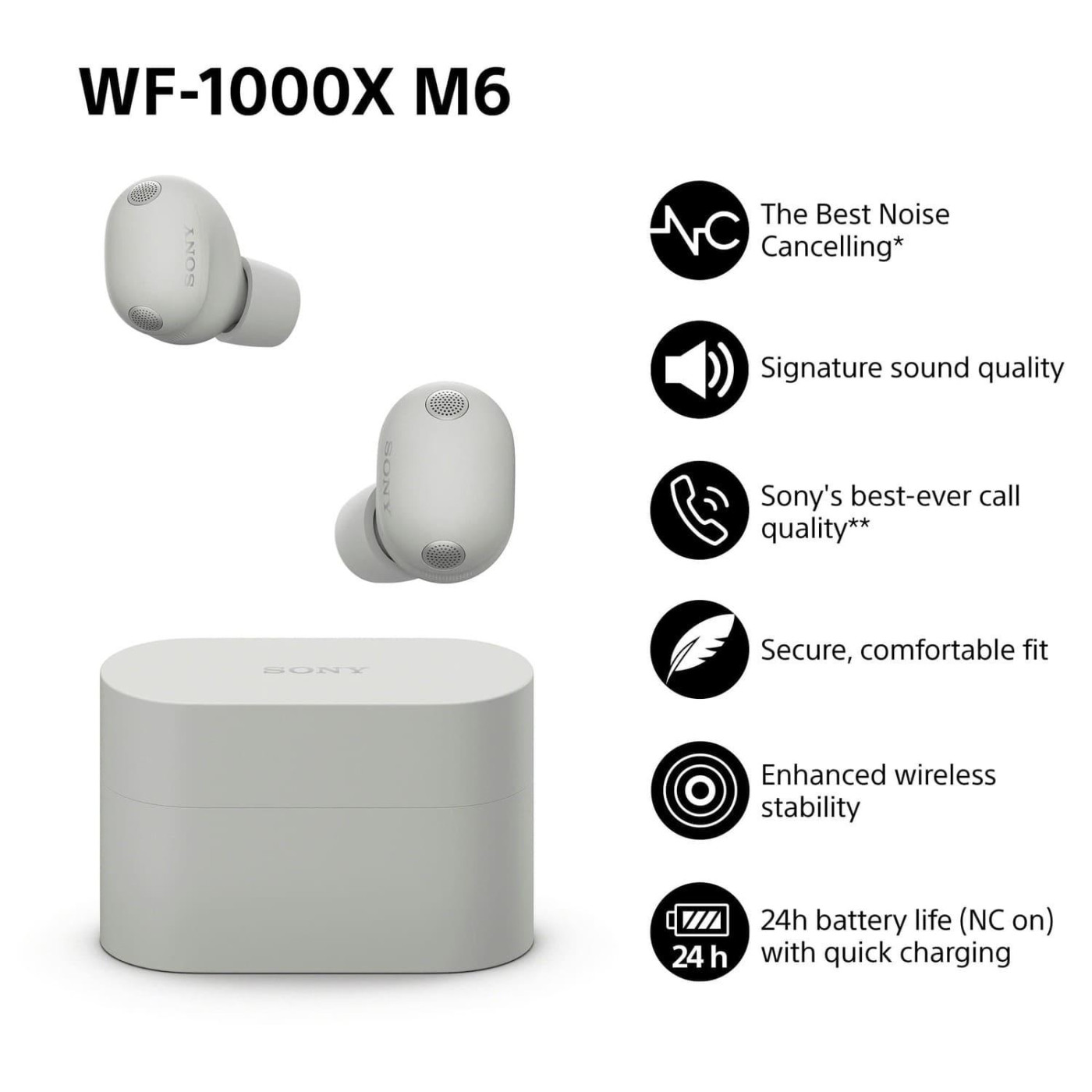 Навушники Sony TWS WF-1000XM6 Silver (WF1000XM6S.CE7)