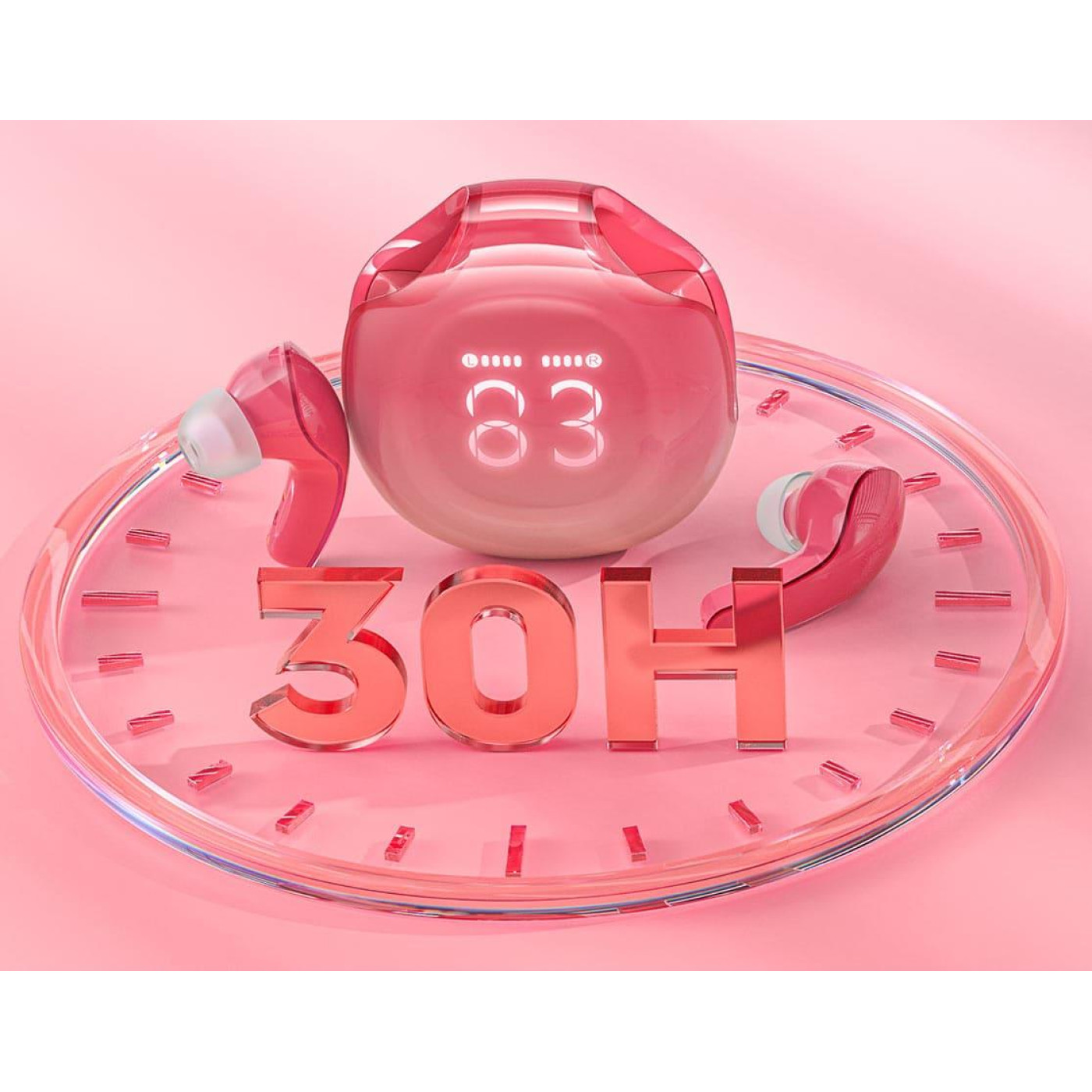 Наушники Acefast TWS T9 Crystal (Air) color bluetooth earbuds Pomelo Red (6974316282532)