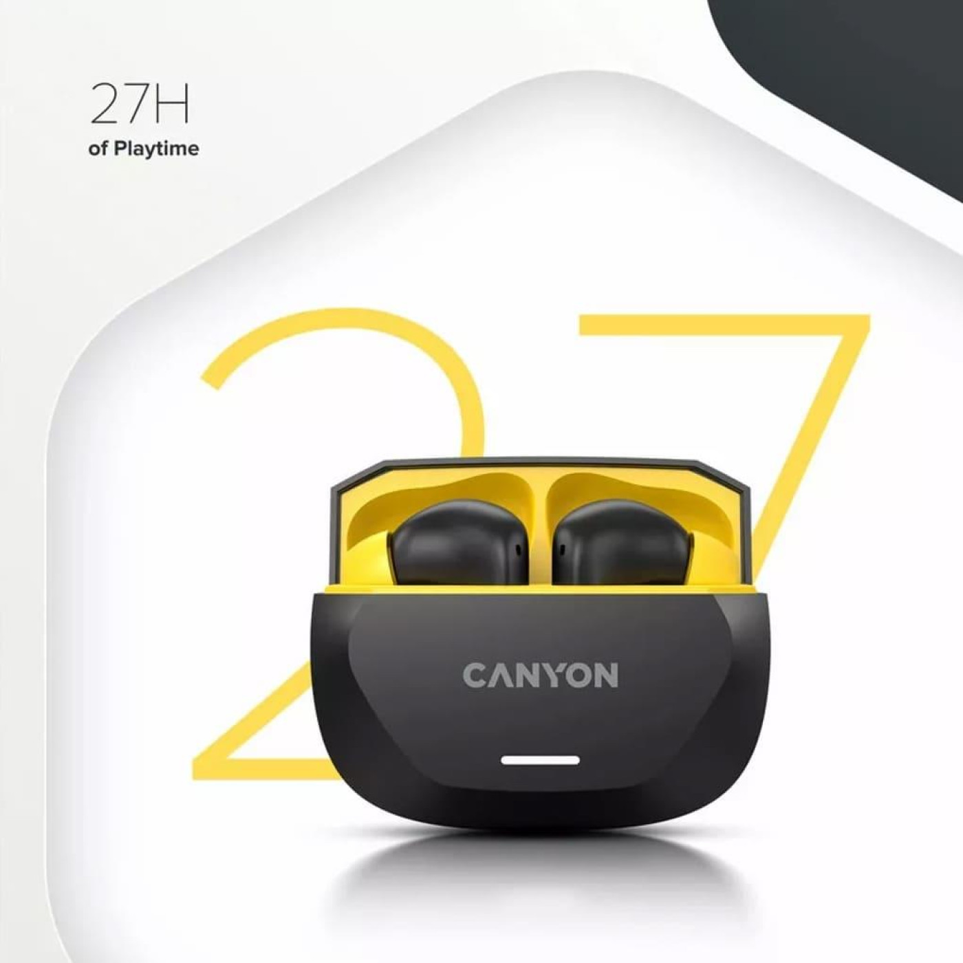 Навушники Canyon TWS HEXAGON 7 TWS ANC+ENC Wireless Charge Black Yellow (CNS-TWS7BY)