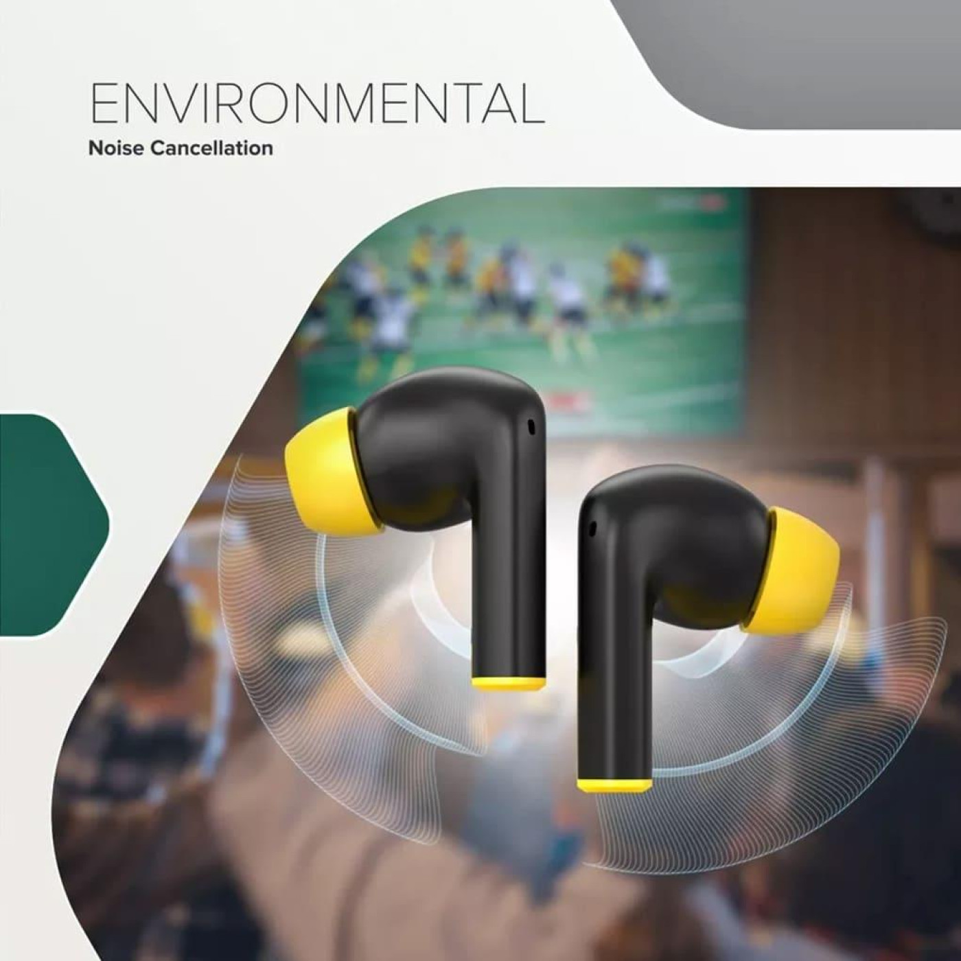 Навушники Canyon TWS HEXAGON 7 TWS ANC+ENC Wireless Charge Black Yellow (CNS-TWS7BY)