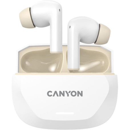 Навушники Canyon TWS HEXAGON 7 TWS ANC+ENC Wireless Charge White Beige (CNS-TWS7WB)