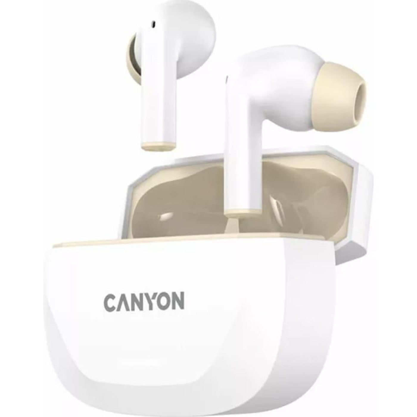 Навушники Canyon TWS HEXAGON 7 TWS ANC+ENC Wireless Charge White Beige (CNS-TWS7WB)