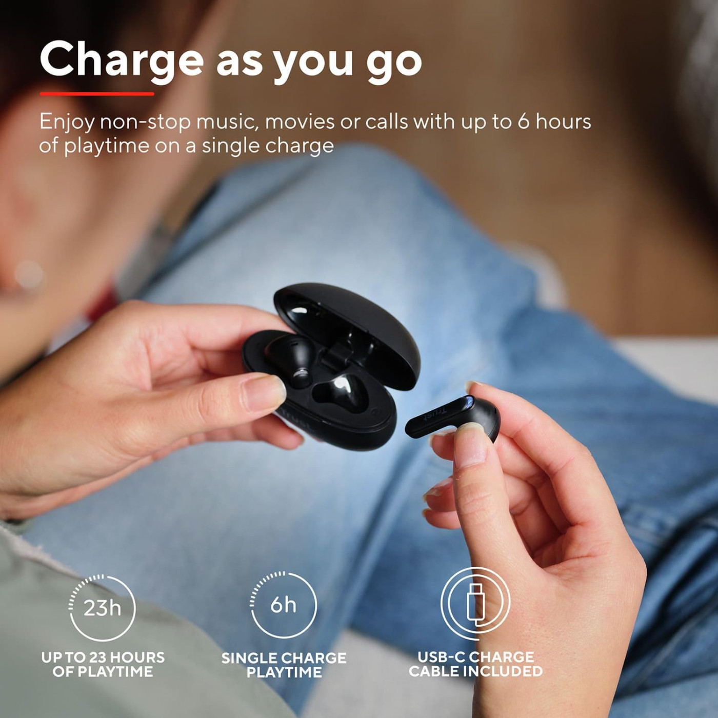 Навушники TWS Trust Yavi Earphones BT 5.3, ENC, SBC, Mic, Чорний