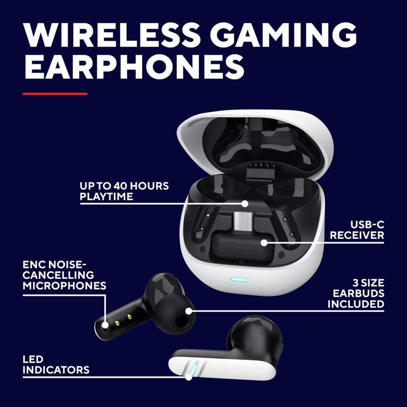 Навушники Trust TWS GTX 409 Oxxie Earbuds BT 5.3, ENC SBC Mic White (25478_TRUST)