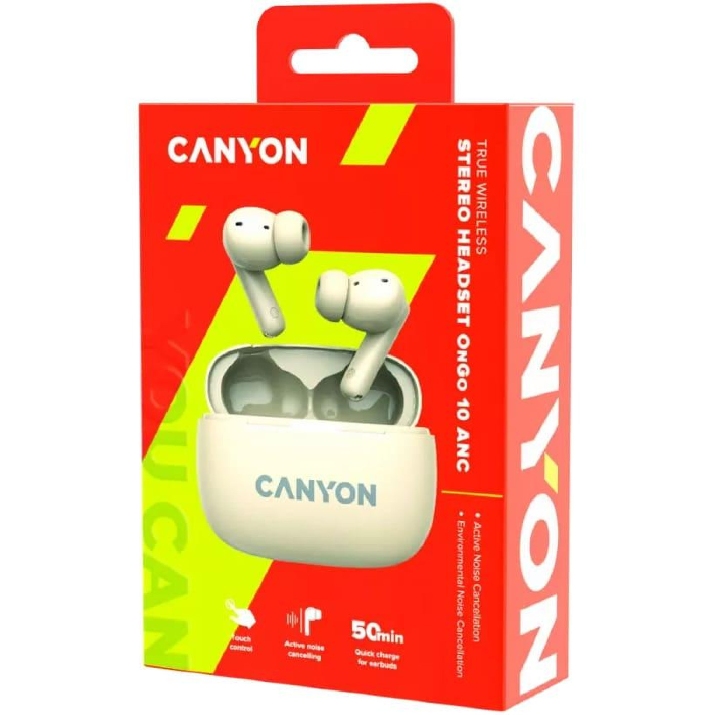 Навушники Canyon TWS headset OnGo TWS-10 ANC+ENC Beige (CNS-TWS10BG)