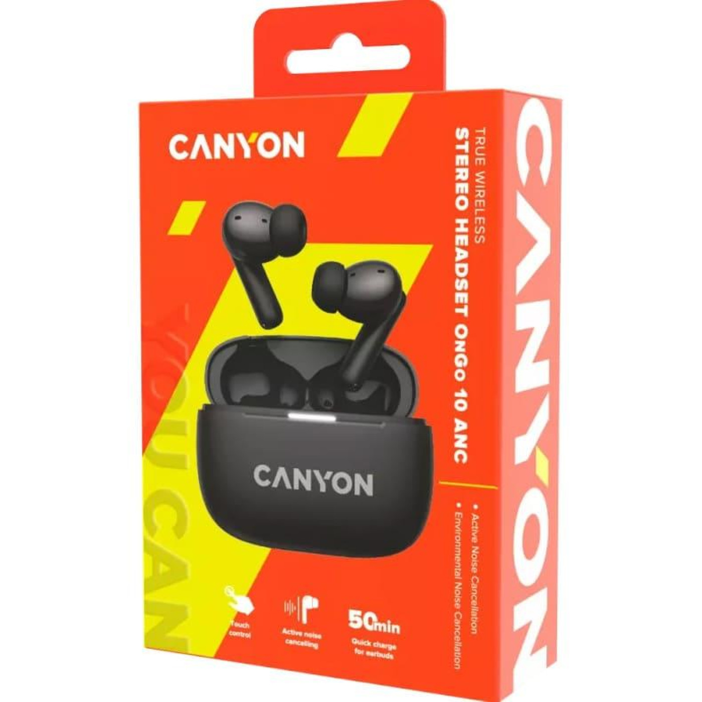 Навушники Canyon TWS headset OnGo TWS-10 ANC+ENC Black (CNS-TWS10B)