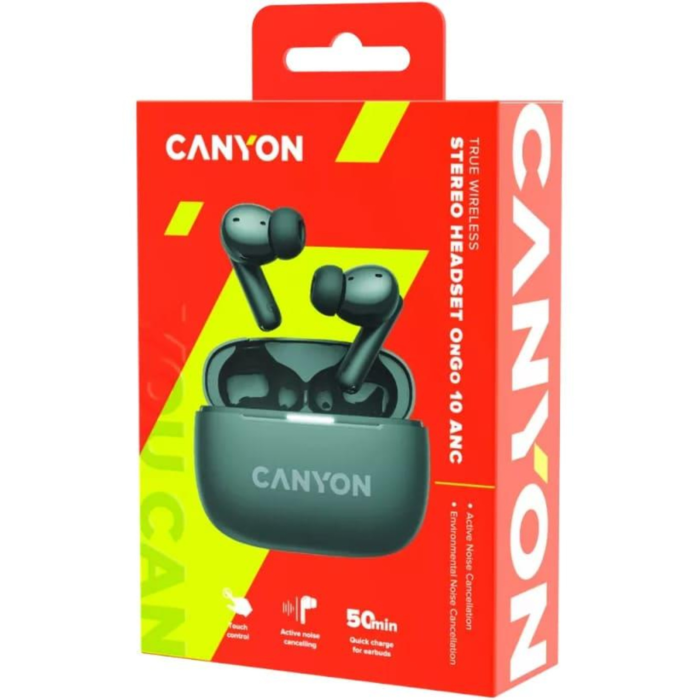 Навушники Canyon TWS headset OnGo TWS-10 ANC+ENC Grey (CNS-TWS10BK)