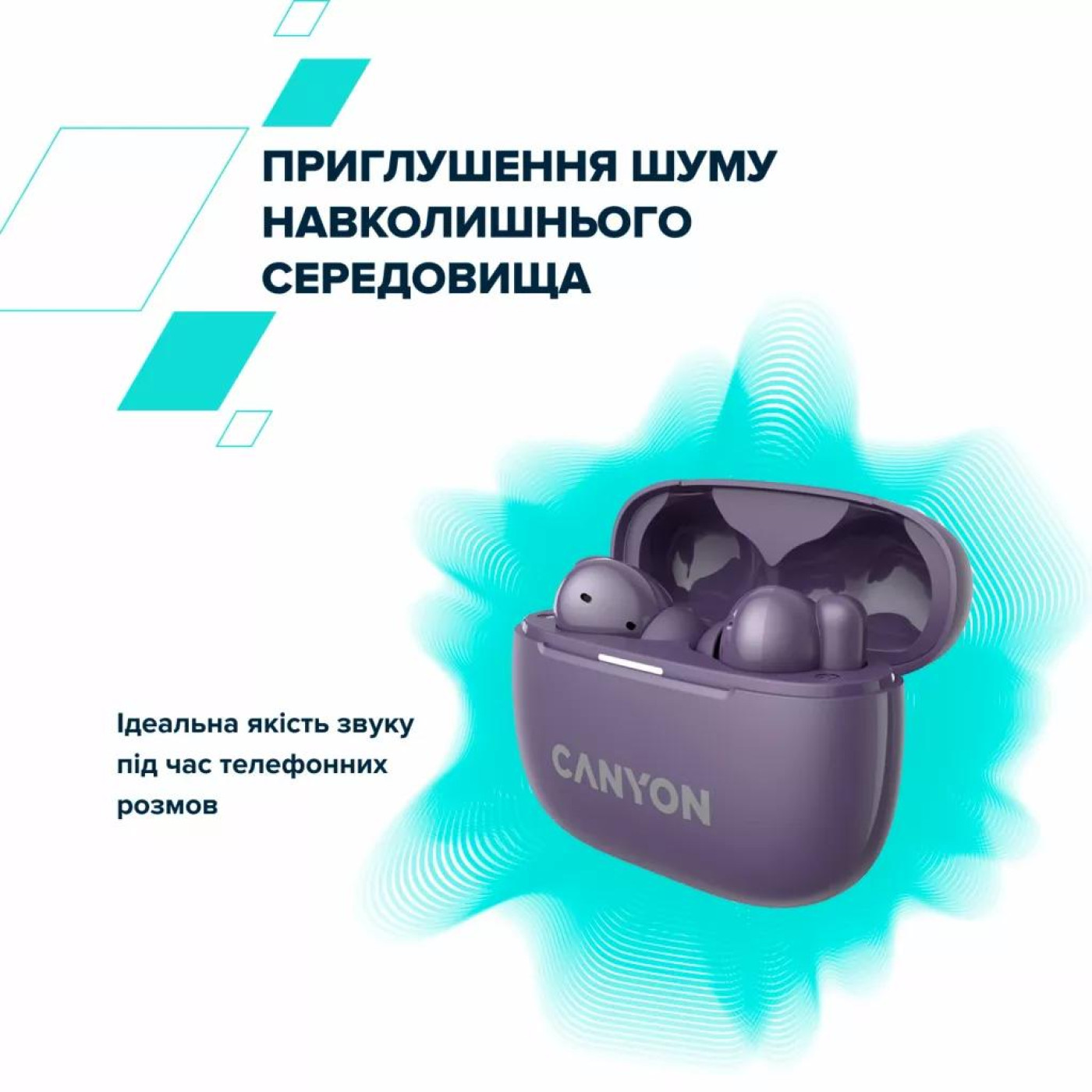 Навушники Canyon TWS headset OnGo TWS-10 ANC+ENC Grey (CNS-TWS10BK)