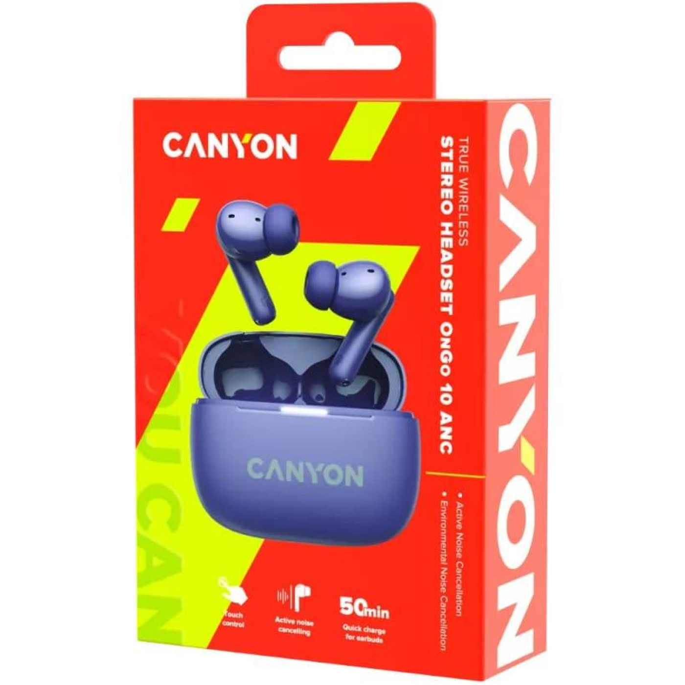 Навушники Canyon TWS headset OnGo TWS-10 ANC+ENC Purple (CNS-TWS10PL)