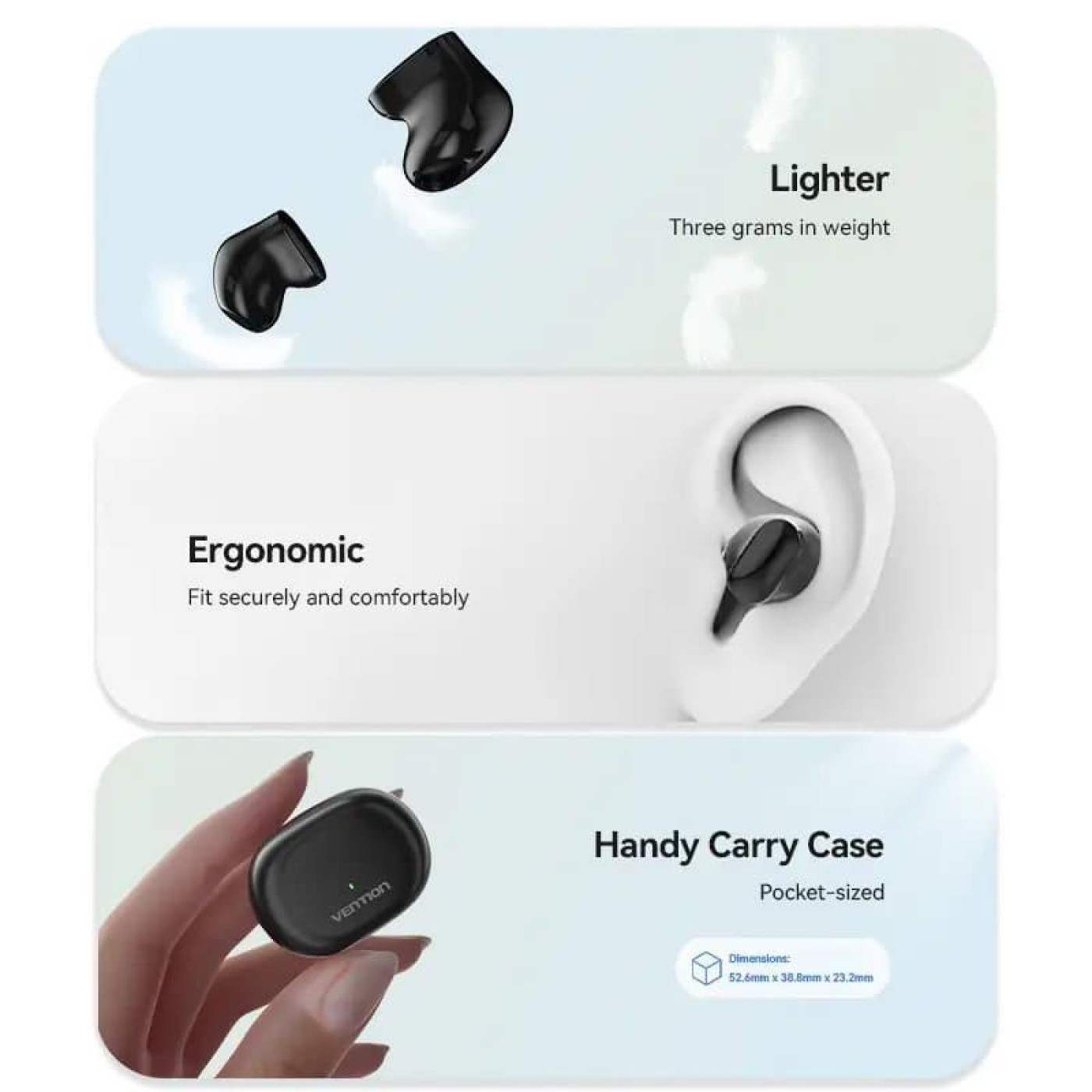 Навушники Vention True Wireless Bluetooth Earbuds Tiny T12 Black (NBLB0)