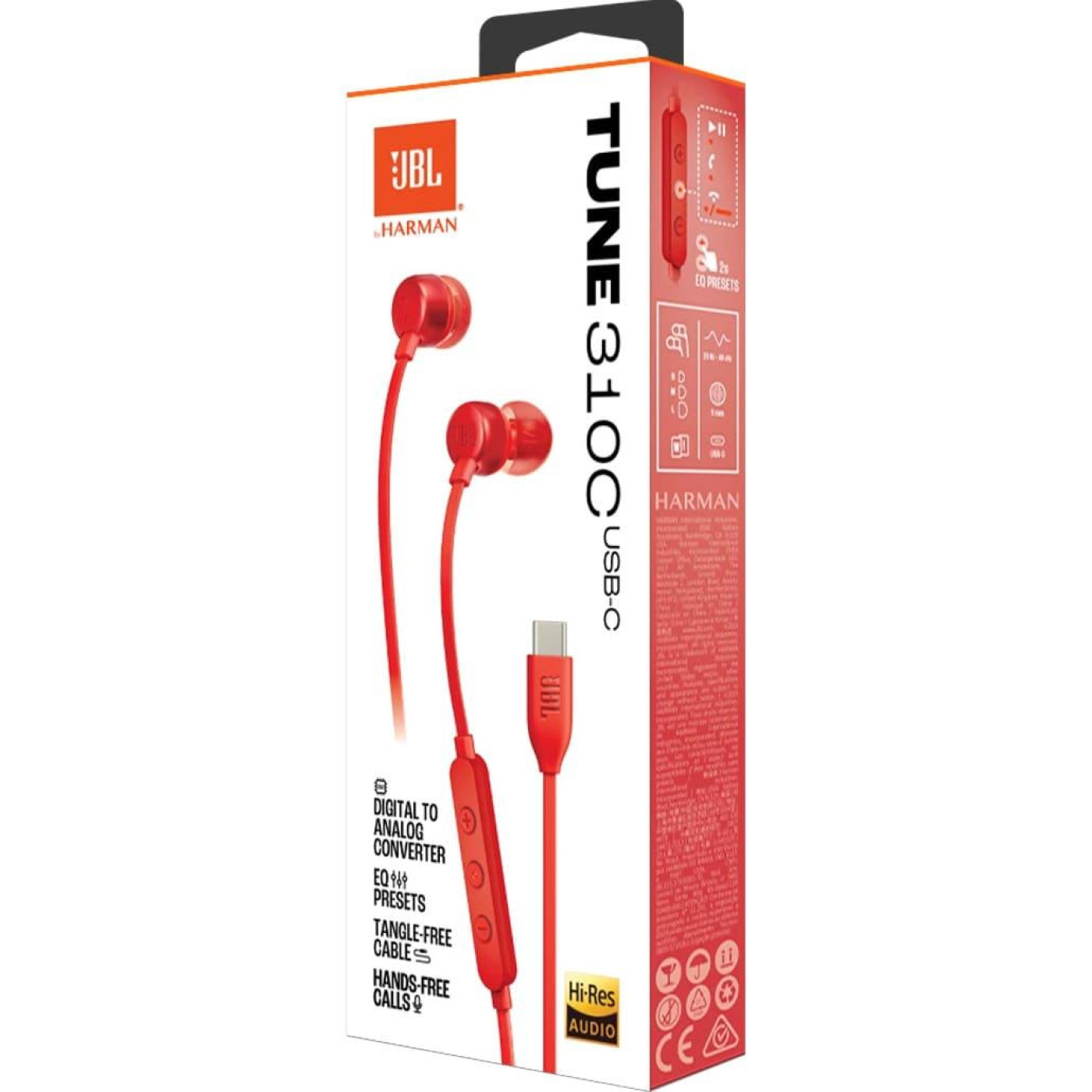 Навушники JBL Tune 310C USB-C Red (JBLT310CBLK)