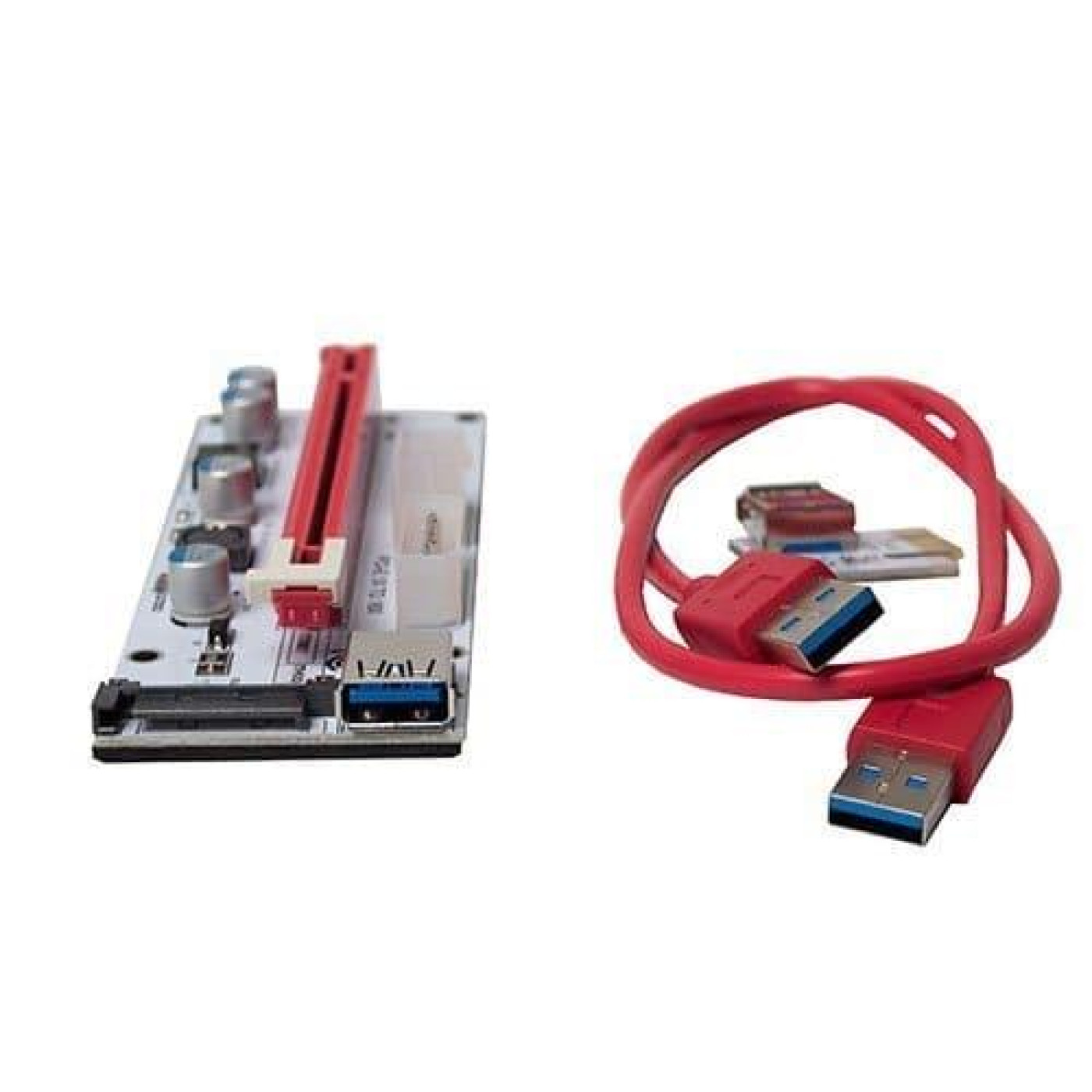 Райзер T-Riser PCI-E 1x to 16x 60cm v.08 6-pin/Molex/Sata White Б/у