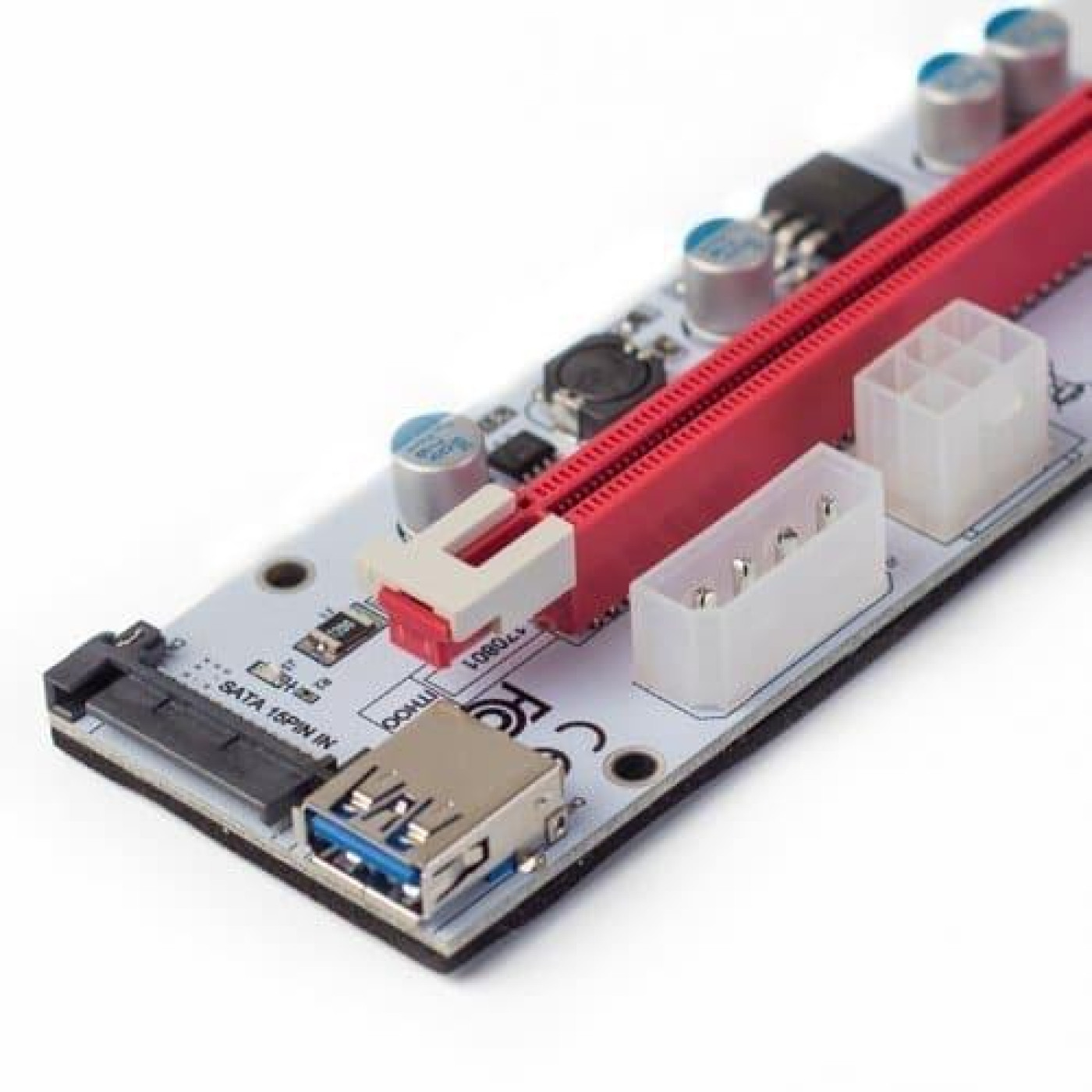 Райзер T-Riser PCI-E 1x to 16x 60cm v.08 6-pin/Molex/Sata White Б/у