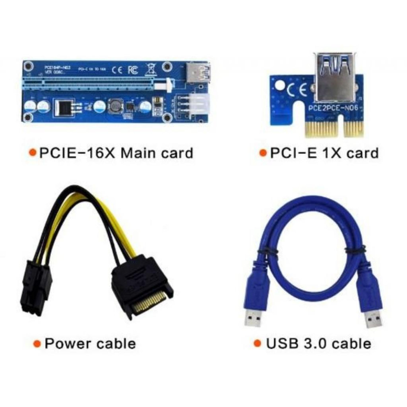 Райзер PCI-E x1 to 16x 60cm USB 3.0 Cable SATA to 6Pin Power PCE164P-NO3 ver 009S