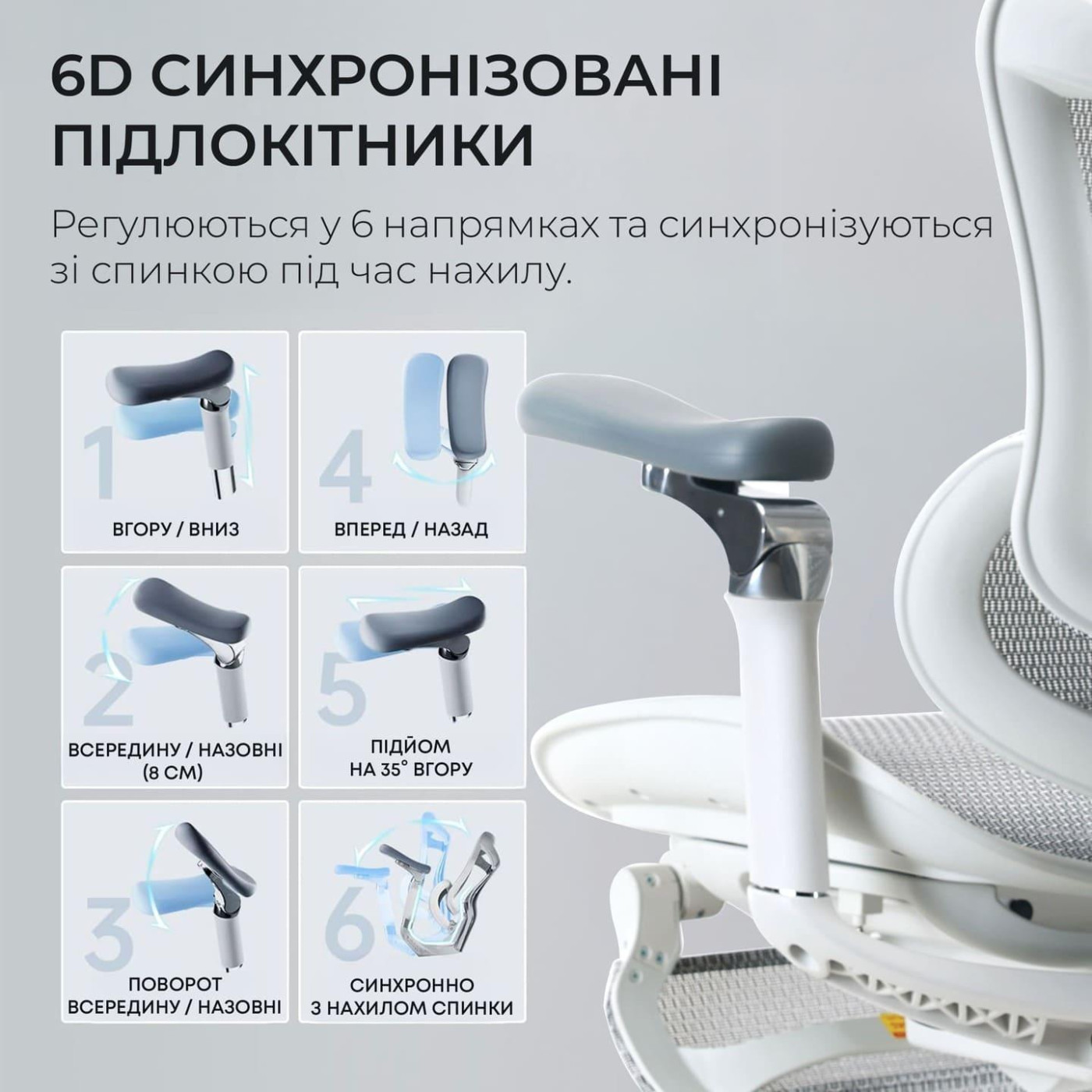 Офисное кресло Sihoo DORO C300 Pro Mesh White with footrest (DORO-C300-PRO-M102-JT)