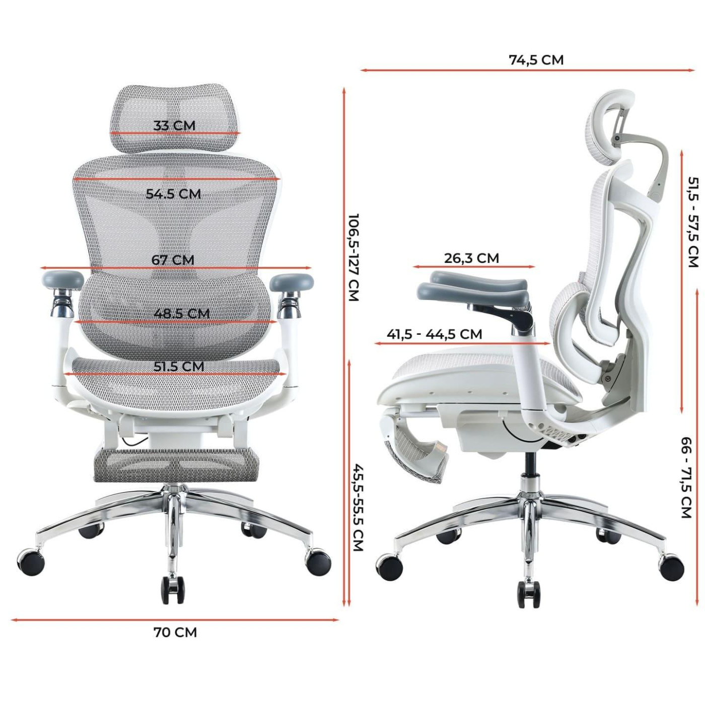 Офисное кресло Sihoo DORO C300 Pro Mesh White with footrest (DORO-C300-PRO-M102-JT)