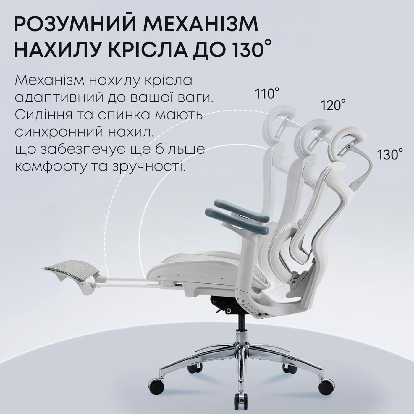 Офисное кресло Sihoo DORO C300L Mesh White with footrest (DORO-C300L-A3-102-JT)