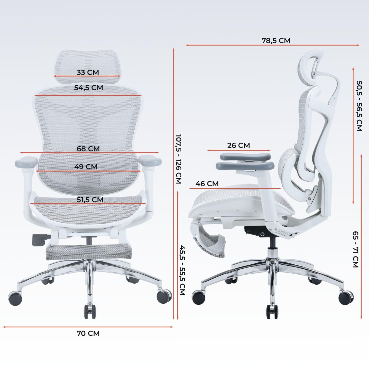 Офисное кресло Sihoo DORO C300L Mesh White with footrest (DORO-C300L-A3-102-JT)
