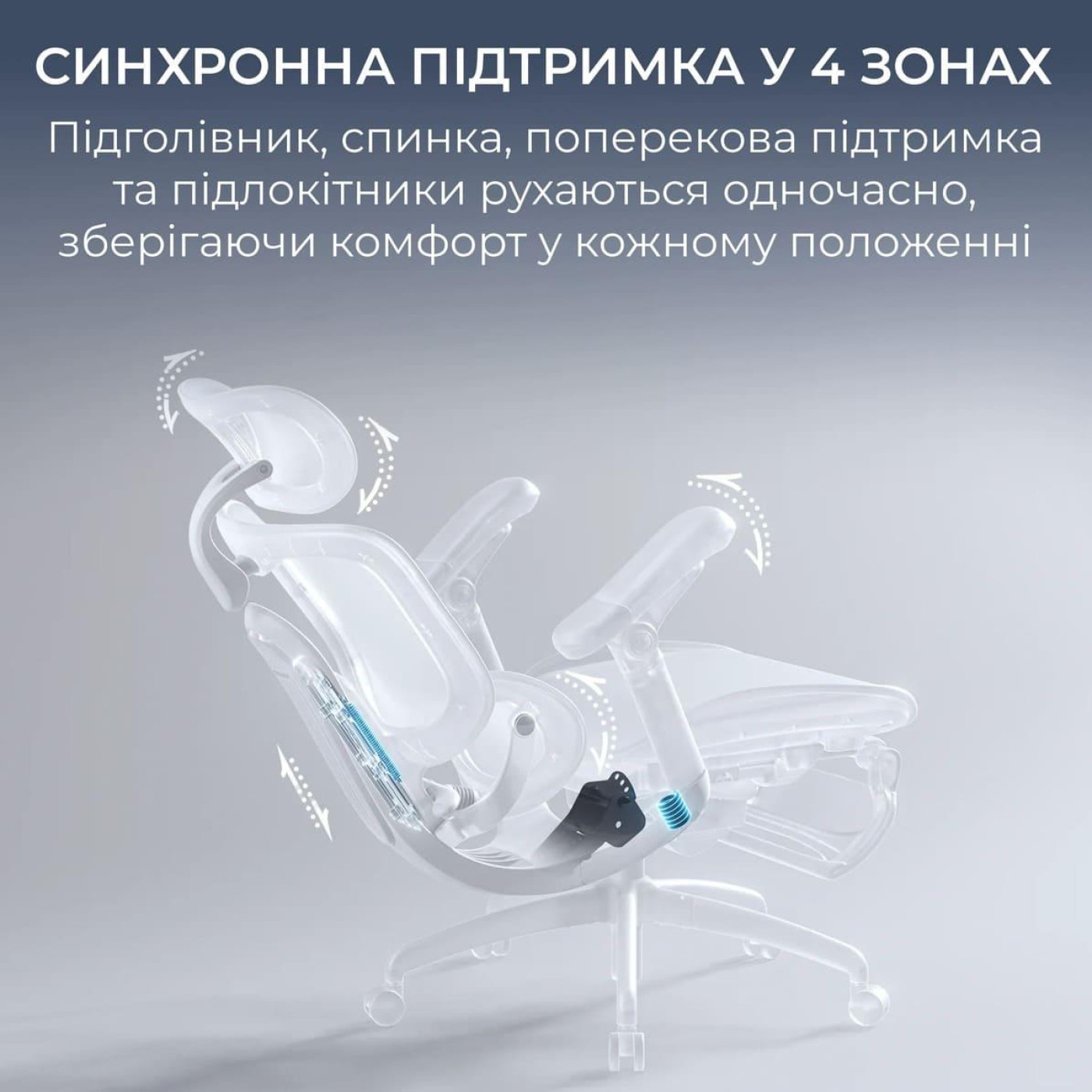 Офисное кресло Sihoo C300 PRO V2 White с подставкой для ног (C300-PRO-V2-B102-JT)