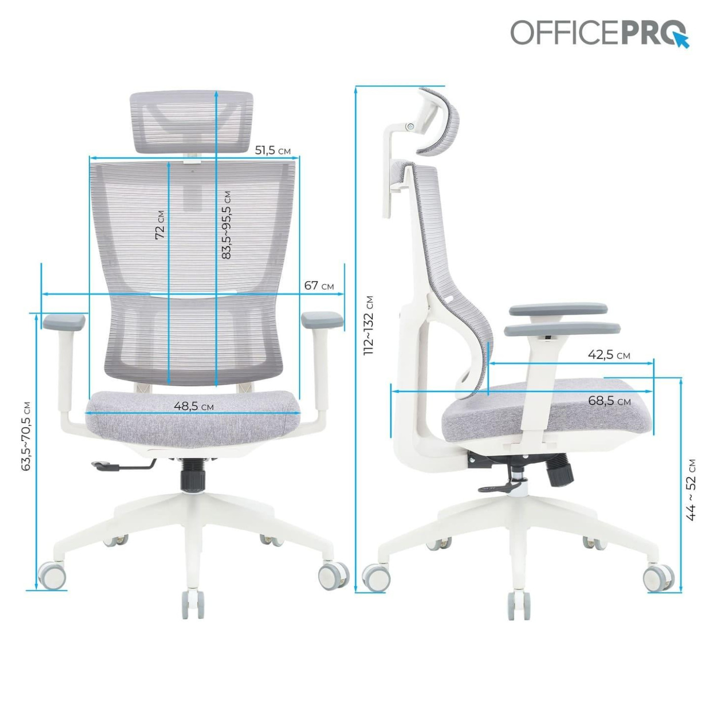 Офисное кресло OfficePro Elegant OC600-W-LG-LG (OC600-W-LG-LG)