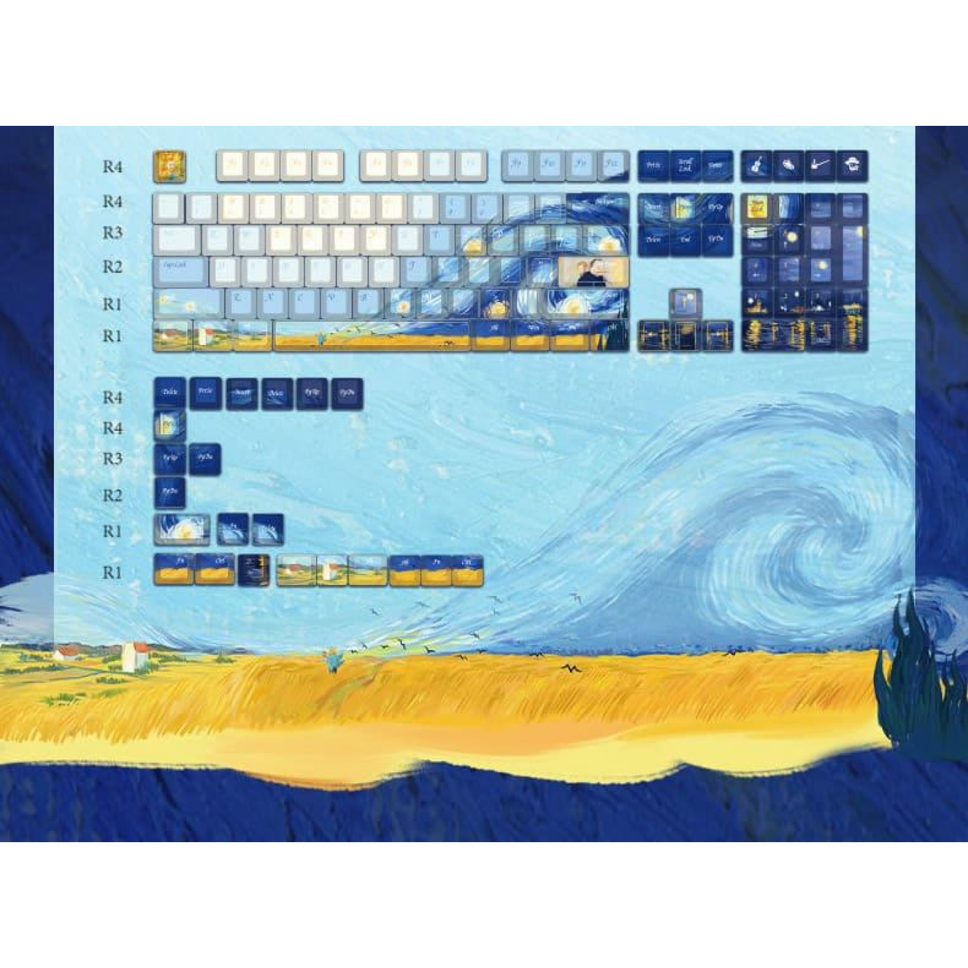 Набор кейкапов Varmilo 130Keys Van Gogh Cherry Profile Keycap Set (130K-110FA-R-V)