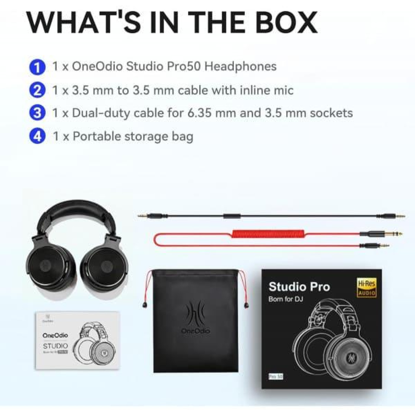 Наушники OneOdio Pro 50 3,5мм/6,35мм Black (Pro 50 Black)