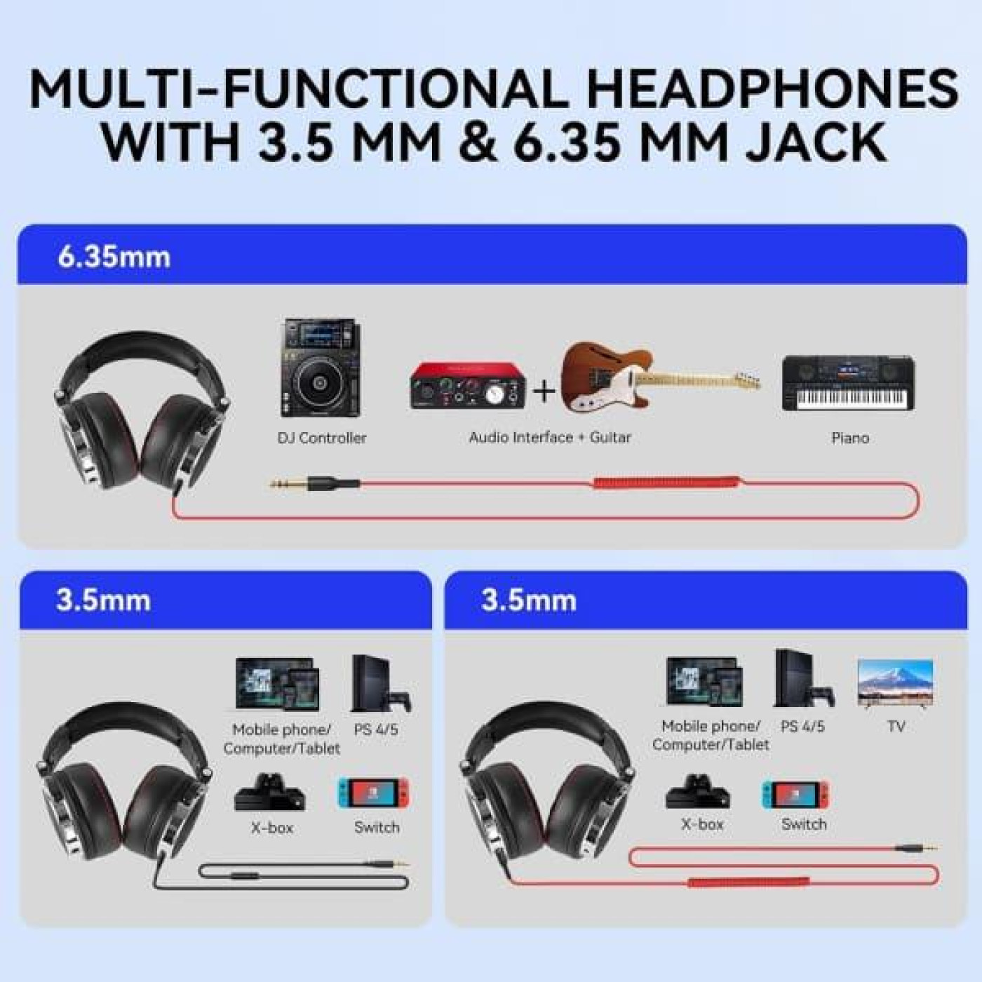 Наушники OneOdio Pro 50 3,5мм/6,35мм Black (Pro 50 Black)