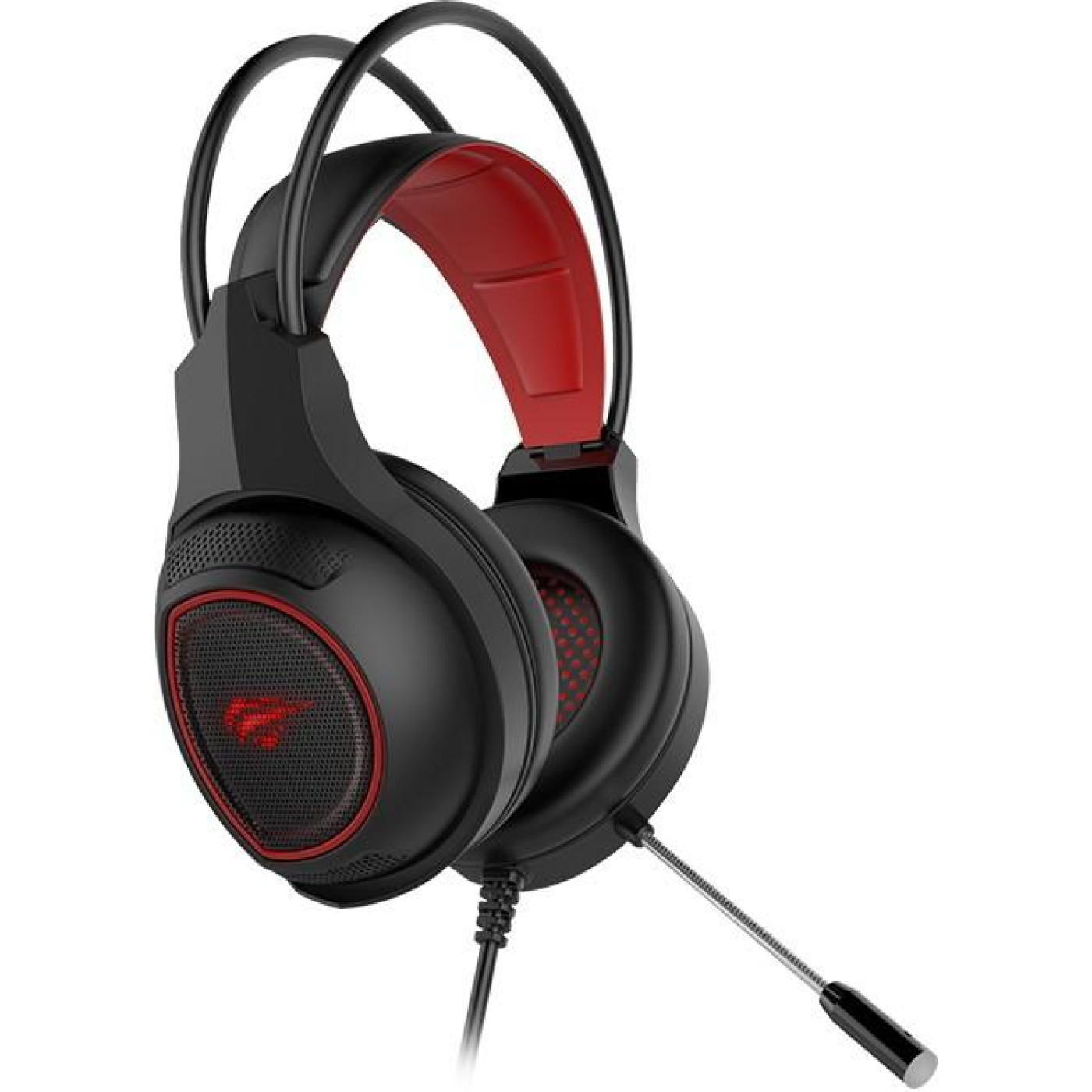 Навушники Havit HV-H2239d Black/Red, mini jack 3,5 mm/USB, 21 Ом, кабель 2м, подсветка (6950676254754)