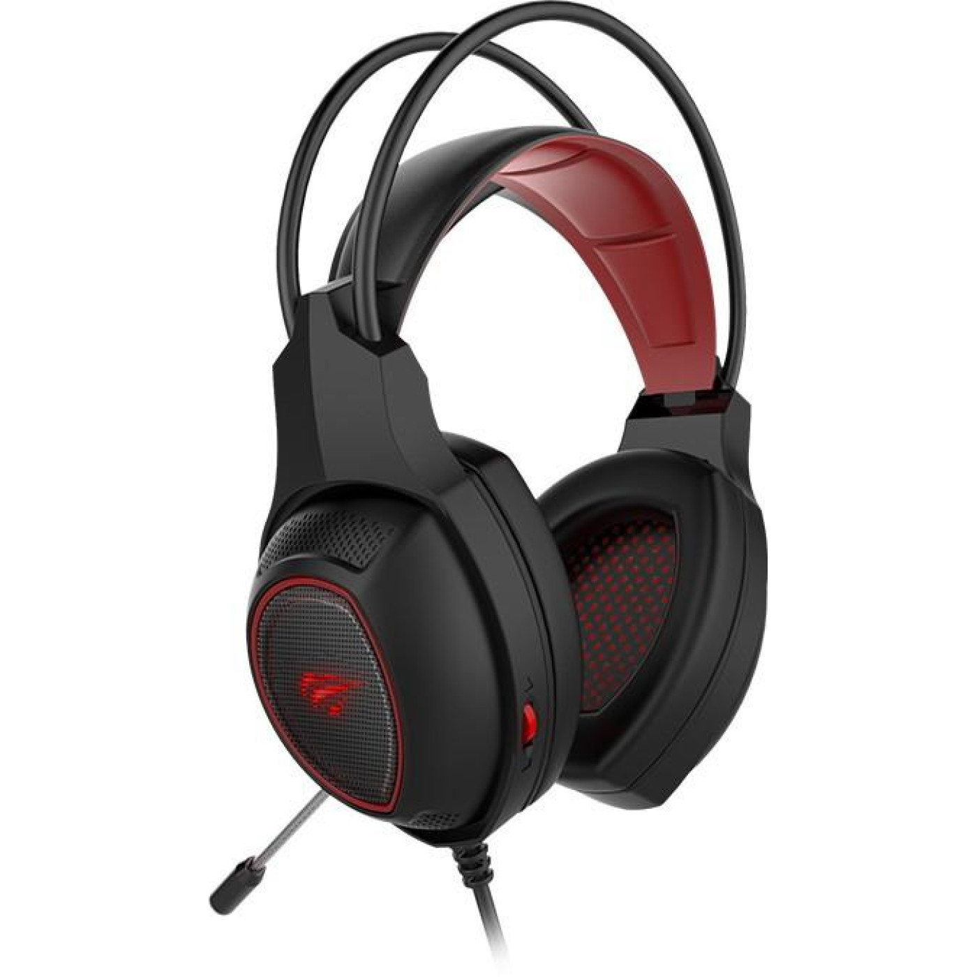 Навушники Havit HV-H2239d Black/Red, mini jack 3,5 mm/USB, 21 Ом, кабель 2м, подсветка (6950676254754)