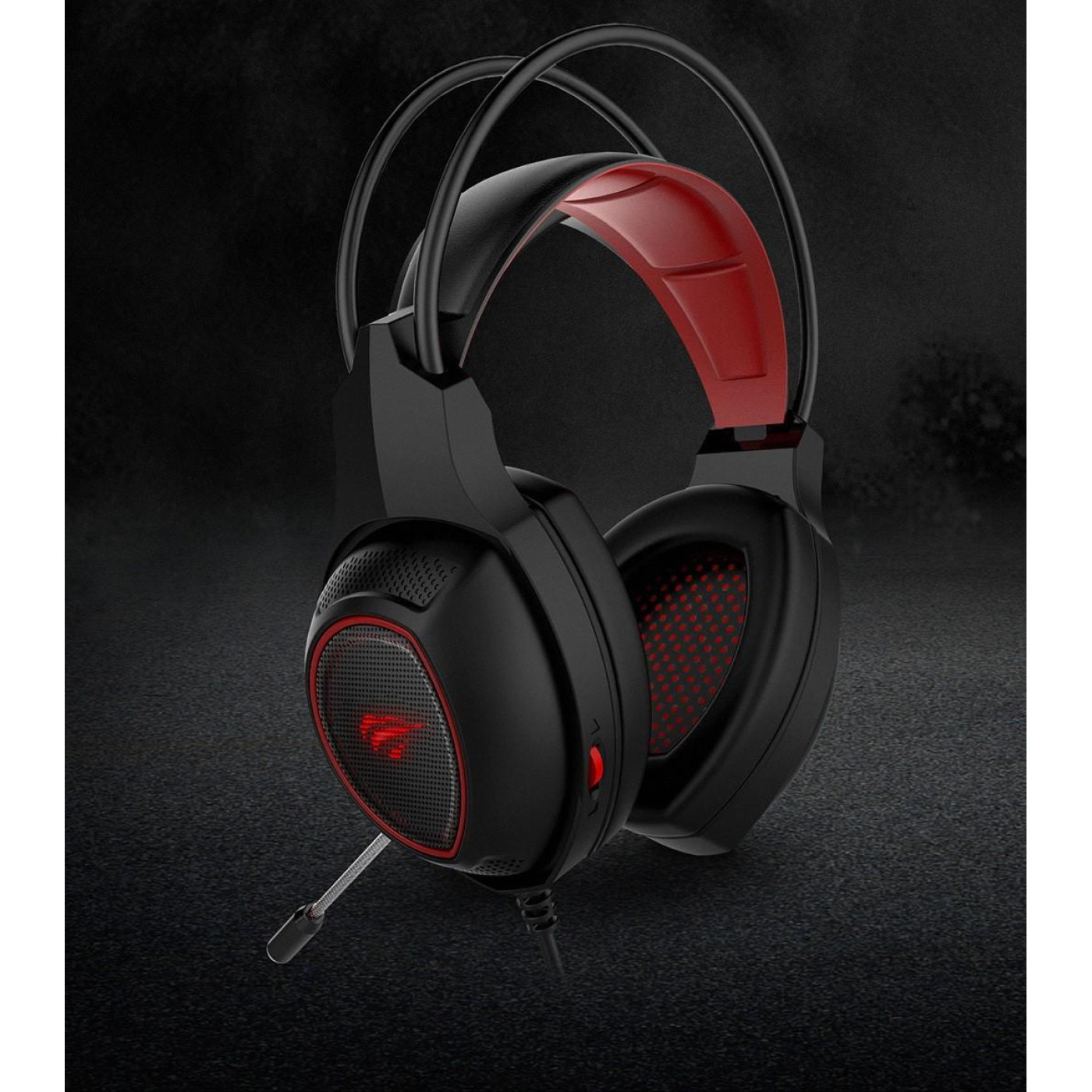 Навушники Havit HV-H2239d Black/Red, mini jack 3,5 mm/USB, 21 Ом, кабель 2м, подсветка (6950676254754)