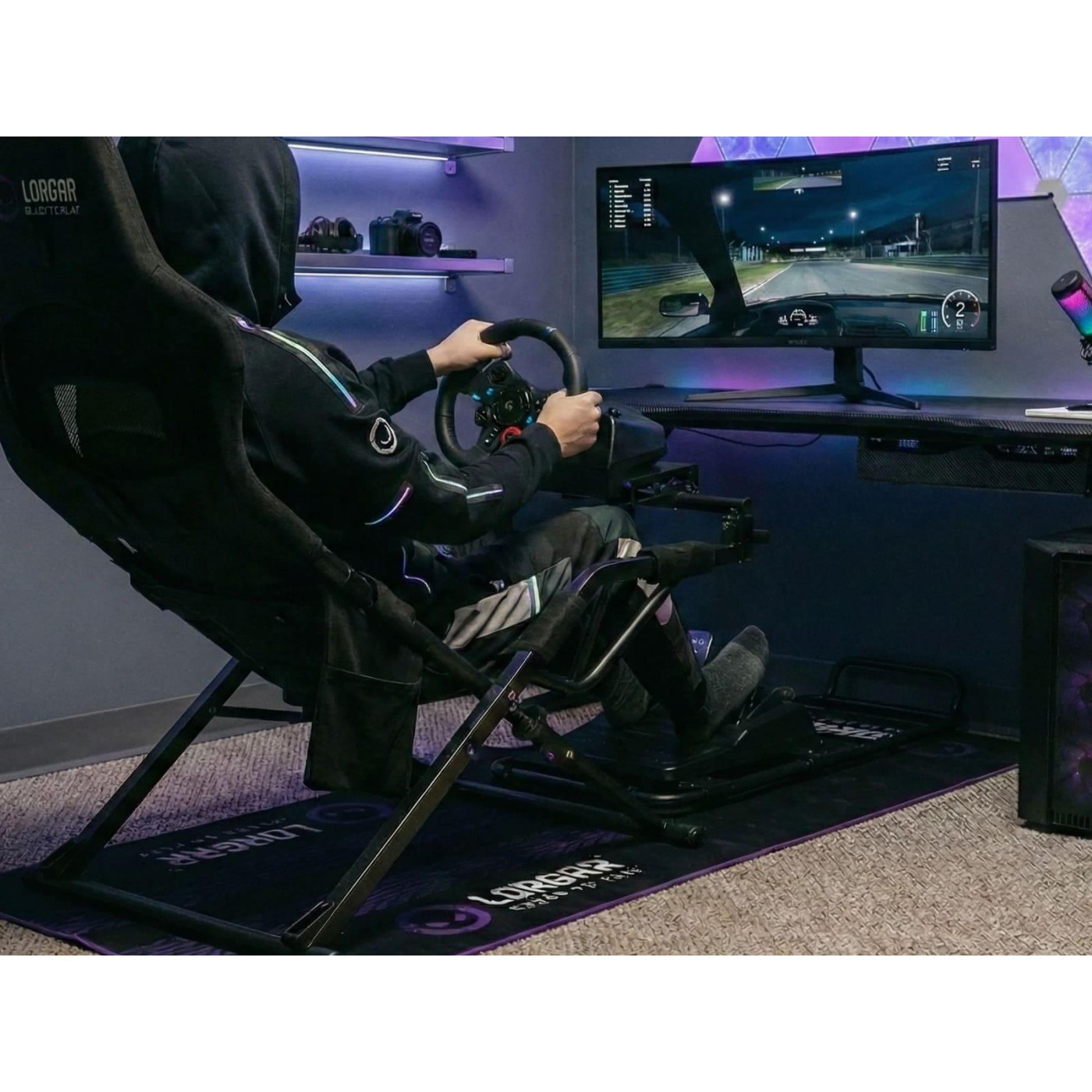 Килимок для крісла Lorgar RX1FM Sim Racing Floor Mat Advanced Stitched edge Black/Purple (LRG-RX1FM)