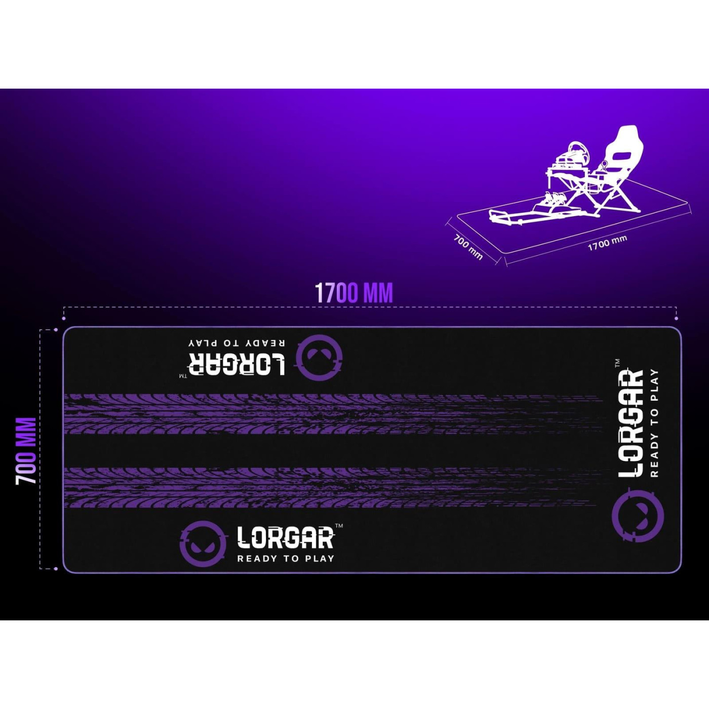 Килимок для крісла Lorgar RX1FM Sim Racing Floor Mat Advanced Stitched edge Black/Purple (LRG-RX1FM)