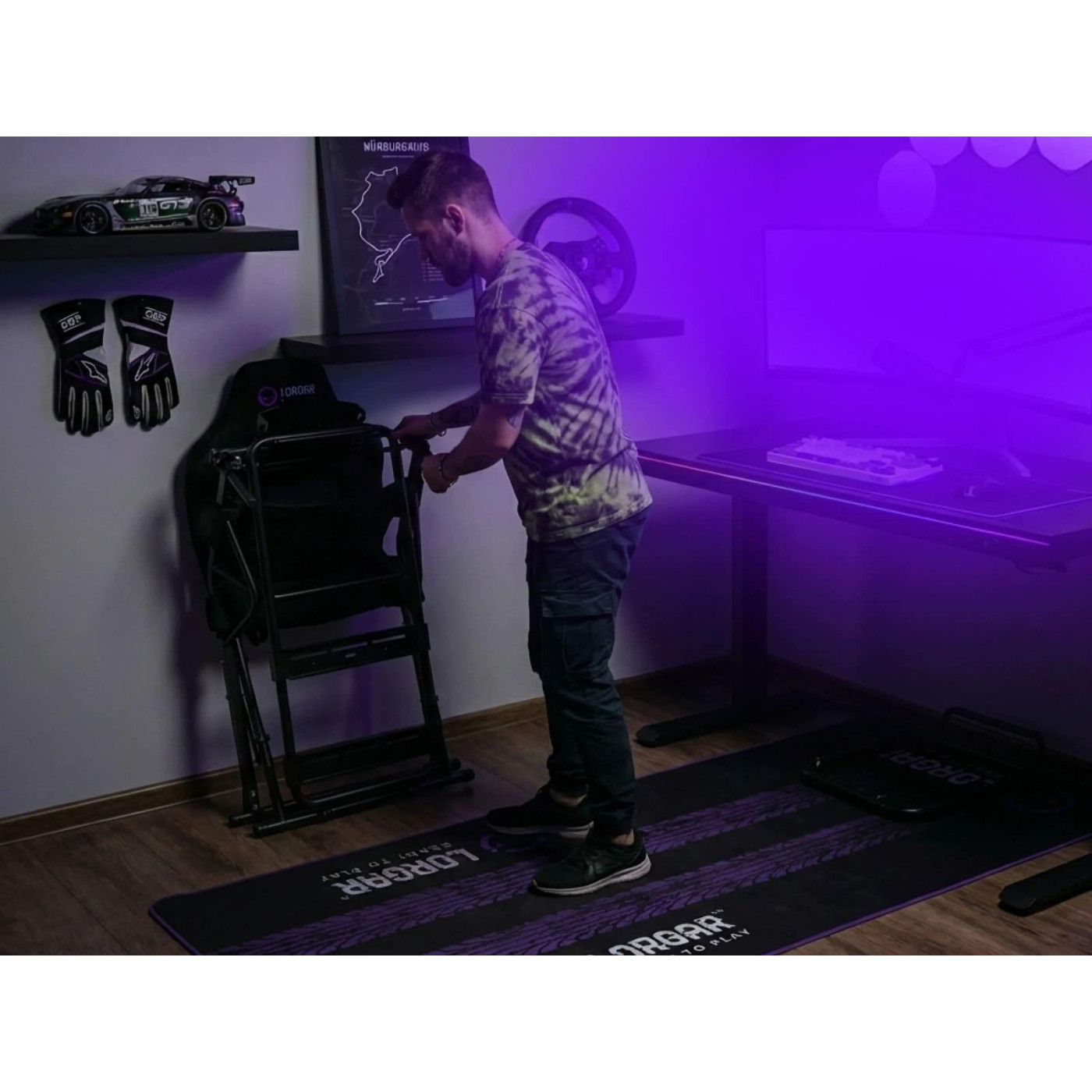 Килимок для крісла Lorgar RX1FM Sim Racing Floor Mat Advanced Stitched edge Black/Purple (LRG-RX1FM)