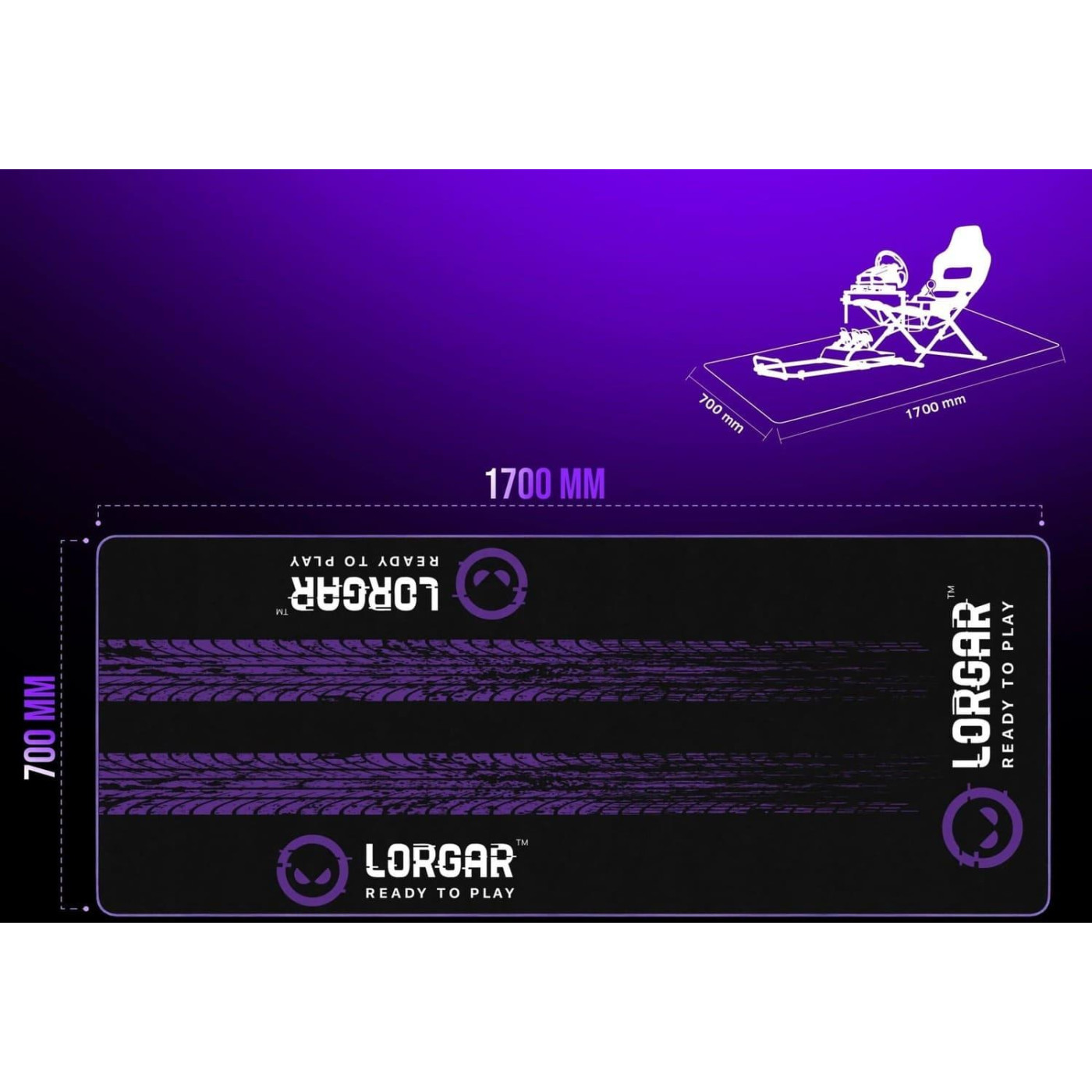 Коврик для кресла Lorgar RX1FM Sim Racing Floor Mat Advanced Stitched edge Black/Purple (LRG-RX1FM)