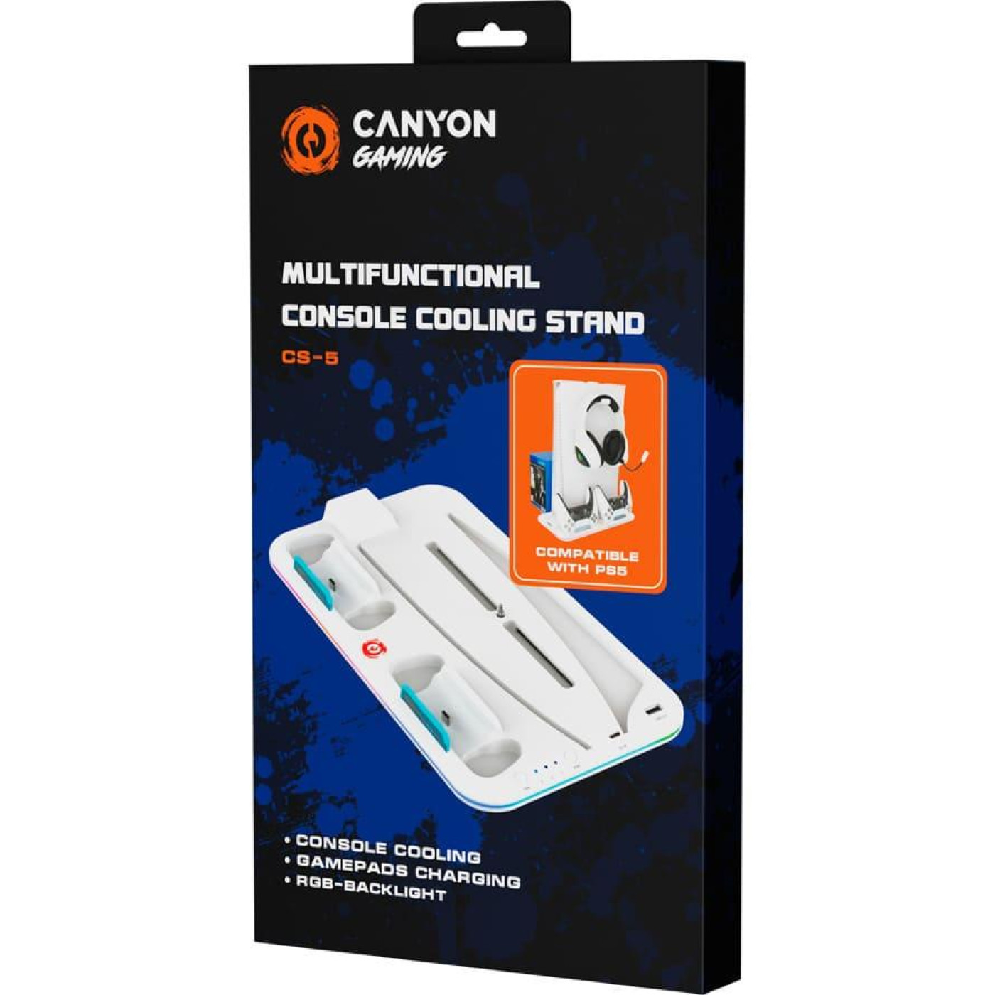 Пидставка для охолодження Canyon CS-5 RGB PS5 Charge White (CND-CSPS5W)
