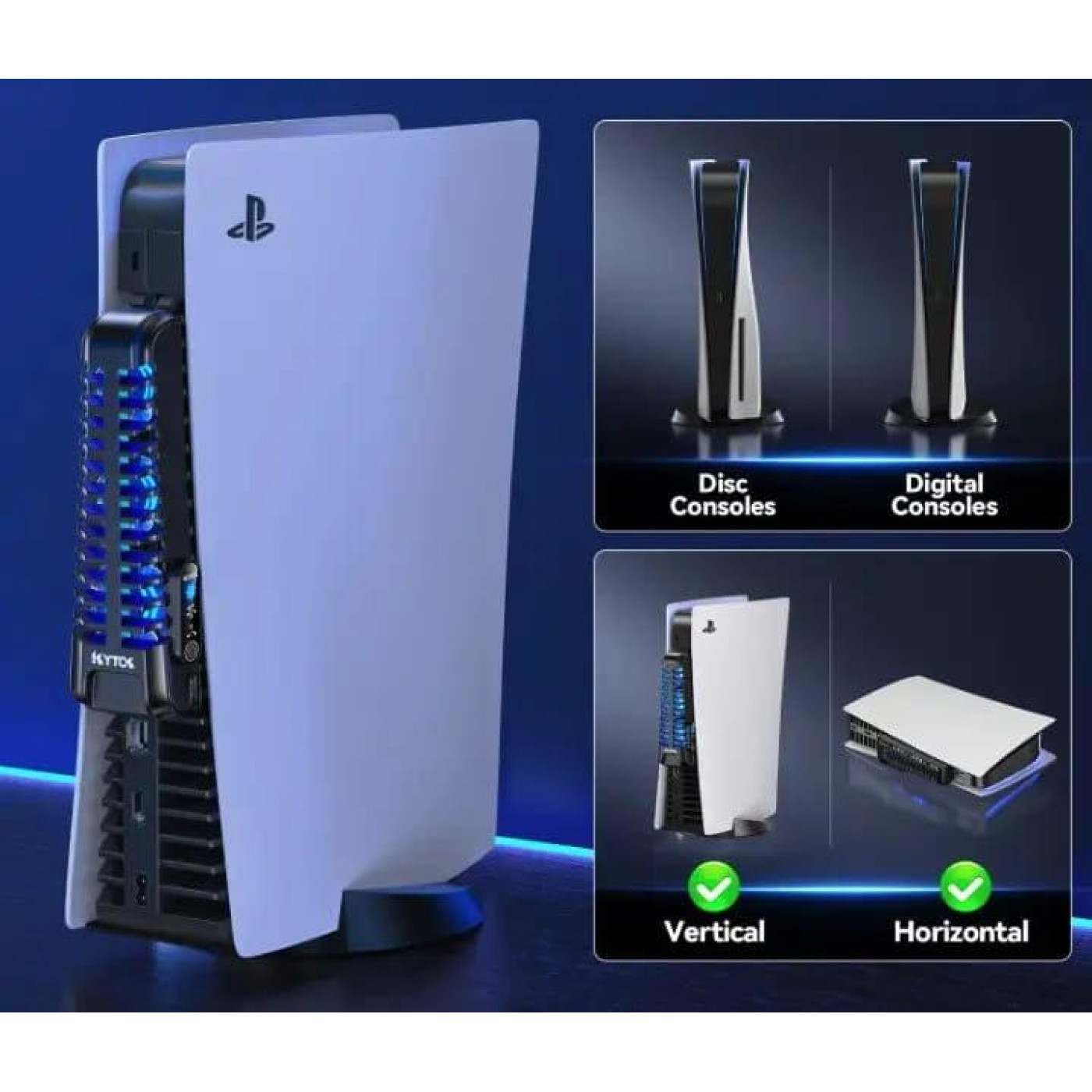Док-станція з охолодженням KYTOK для PlayStation 5 Ditital, PlayStation 5 Disc, PS5 Б/в