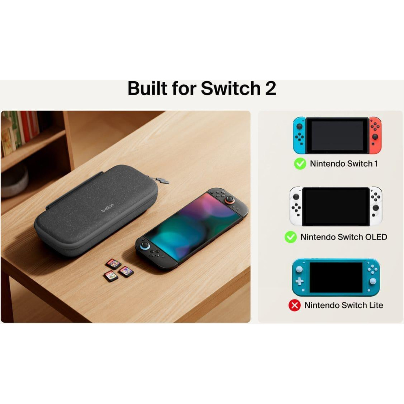 Чехол Belkin из акумулятором 10000mAh для Nintendo Switch 2 Charcoal