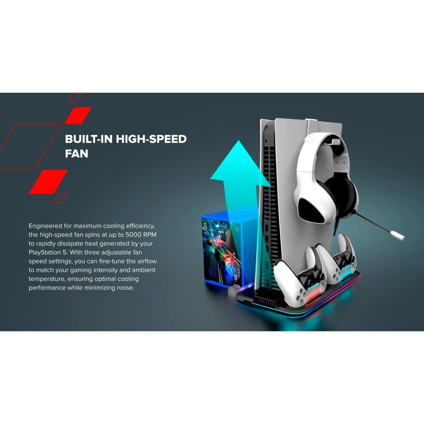 Підставка CANYON cooling stand CS-51 RGB для PS5 Slim/DE Charge Black