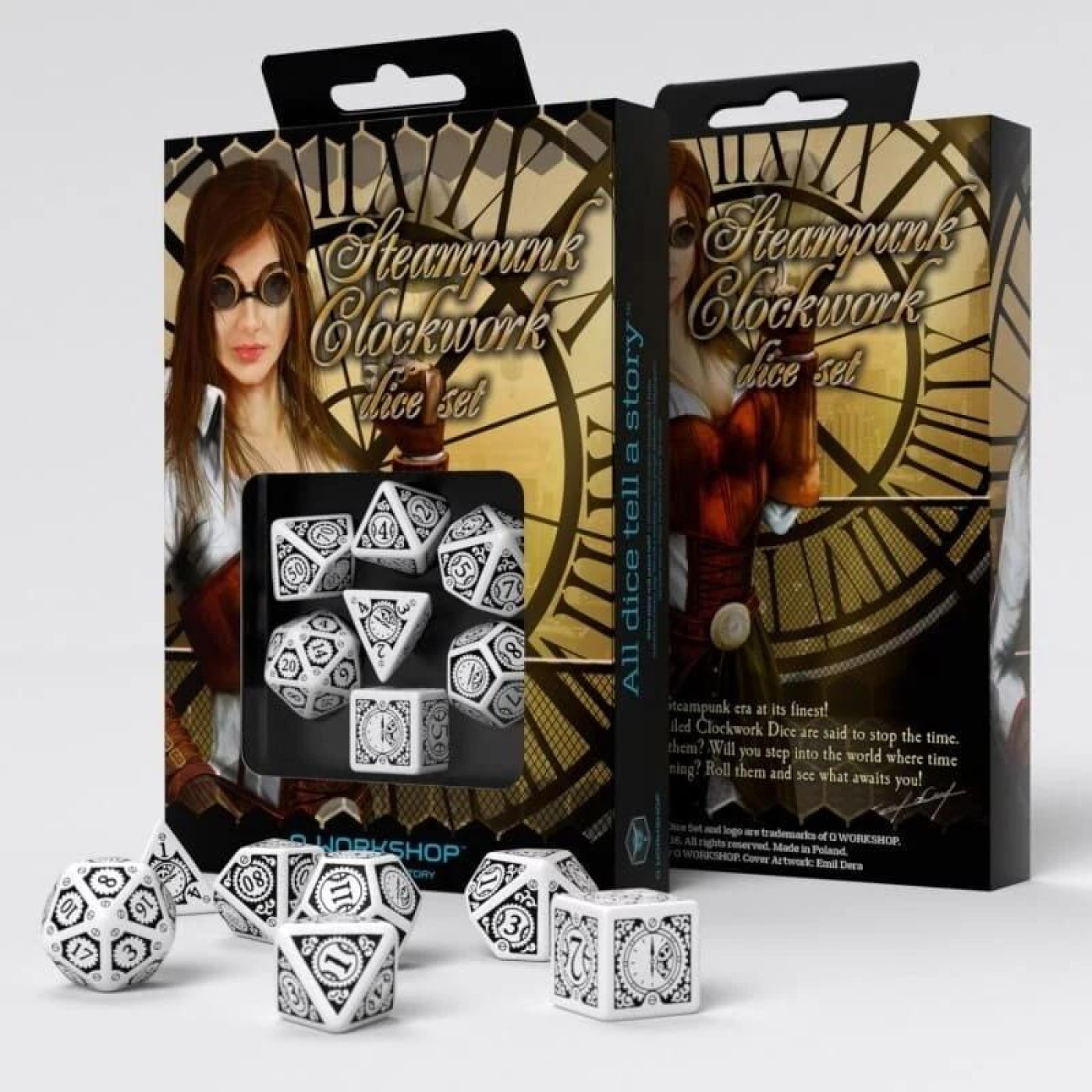 Набир кубикив Steampunk Clockwork White & Black Dice Set (7)