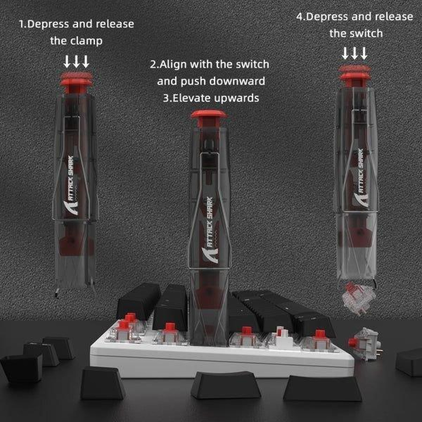 Пуллер Attack Shark KS01 Keycap & Switch Puller Black Translucent