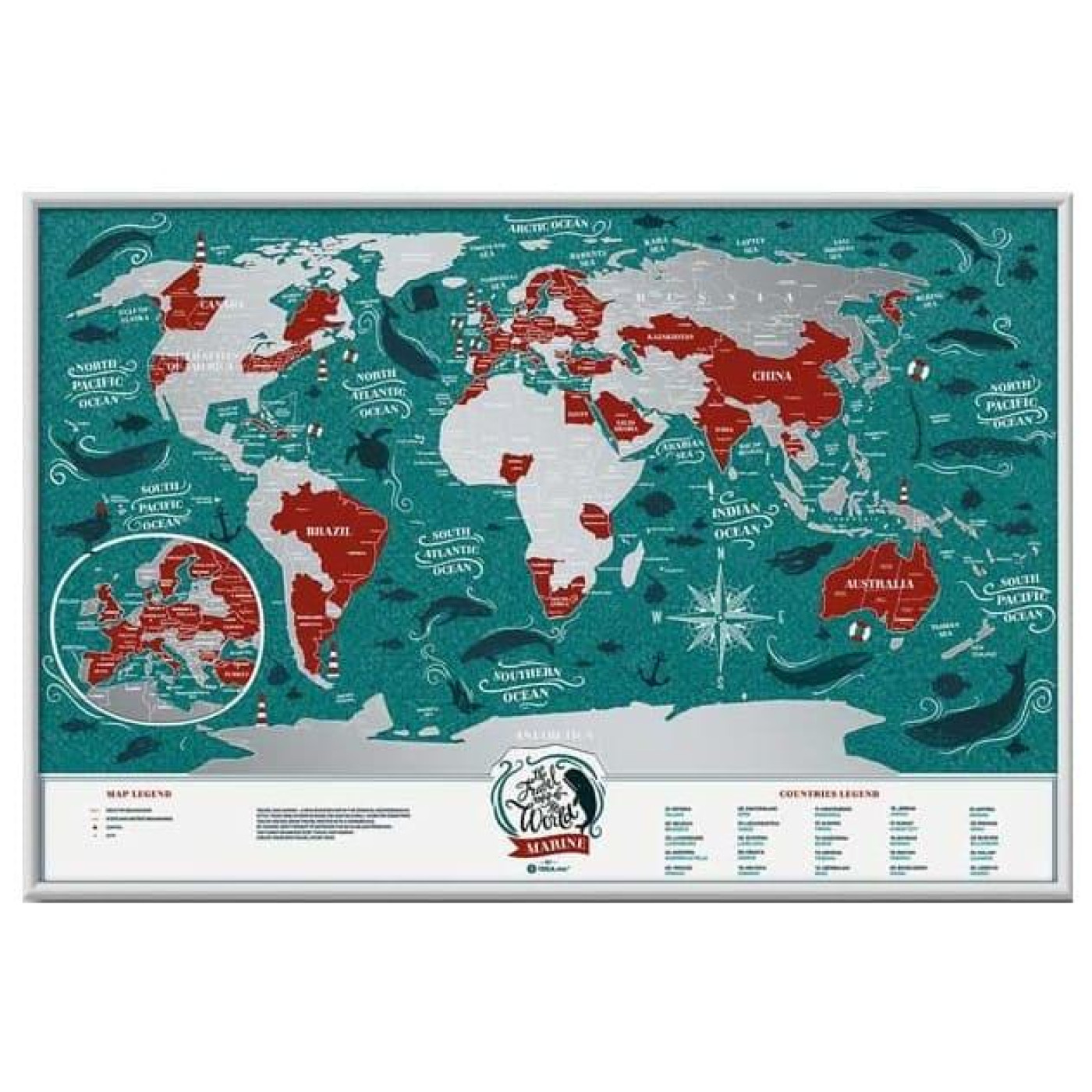 Настольная игра Скретч карта мира Travel Map™ Marine World (13020)