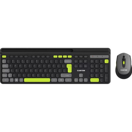 Комплект (Клавіатура та миша) Canyon HSET-W5 EN AAA+AA Wireless Black (CNS-HSETW5BK)