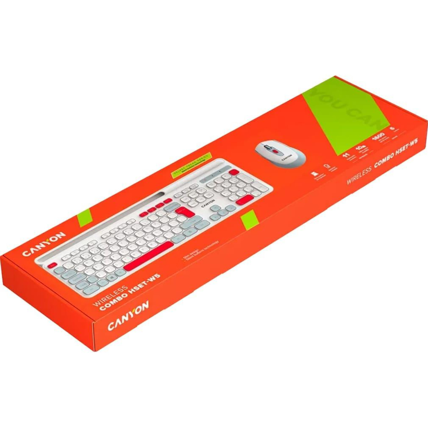 Комплект (Клавіатура та миша) Canyon HSET-W5 EN AAA+AA Wireless White (CNS-HSETW5WT)